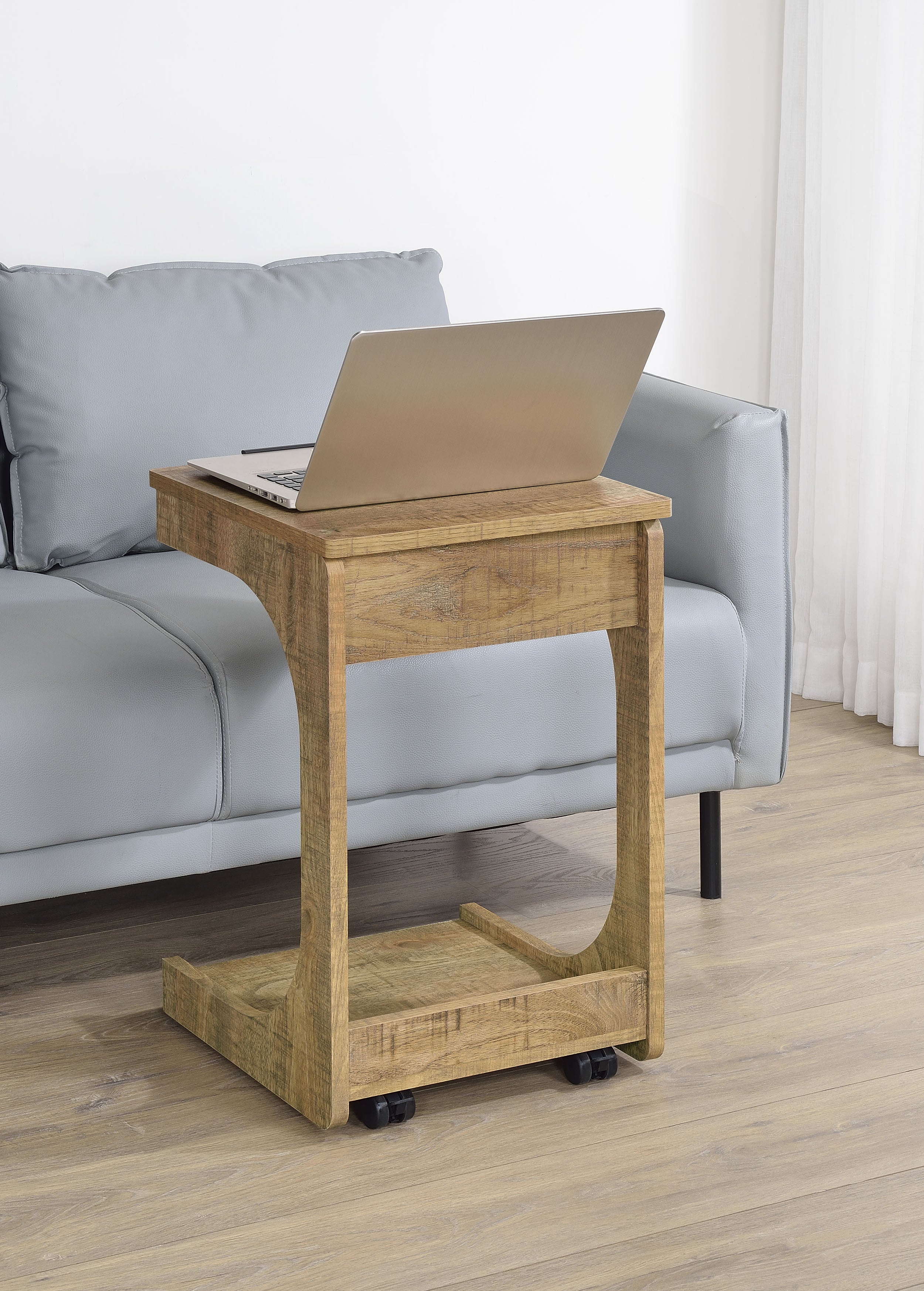 Ralston C-Shaped Lift-Top Sofa Side Table With Casters Mango — view 2