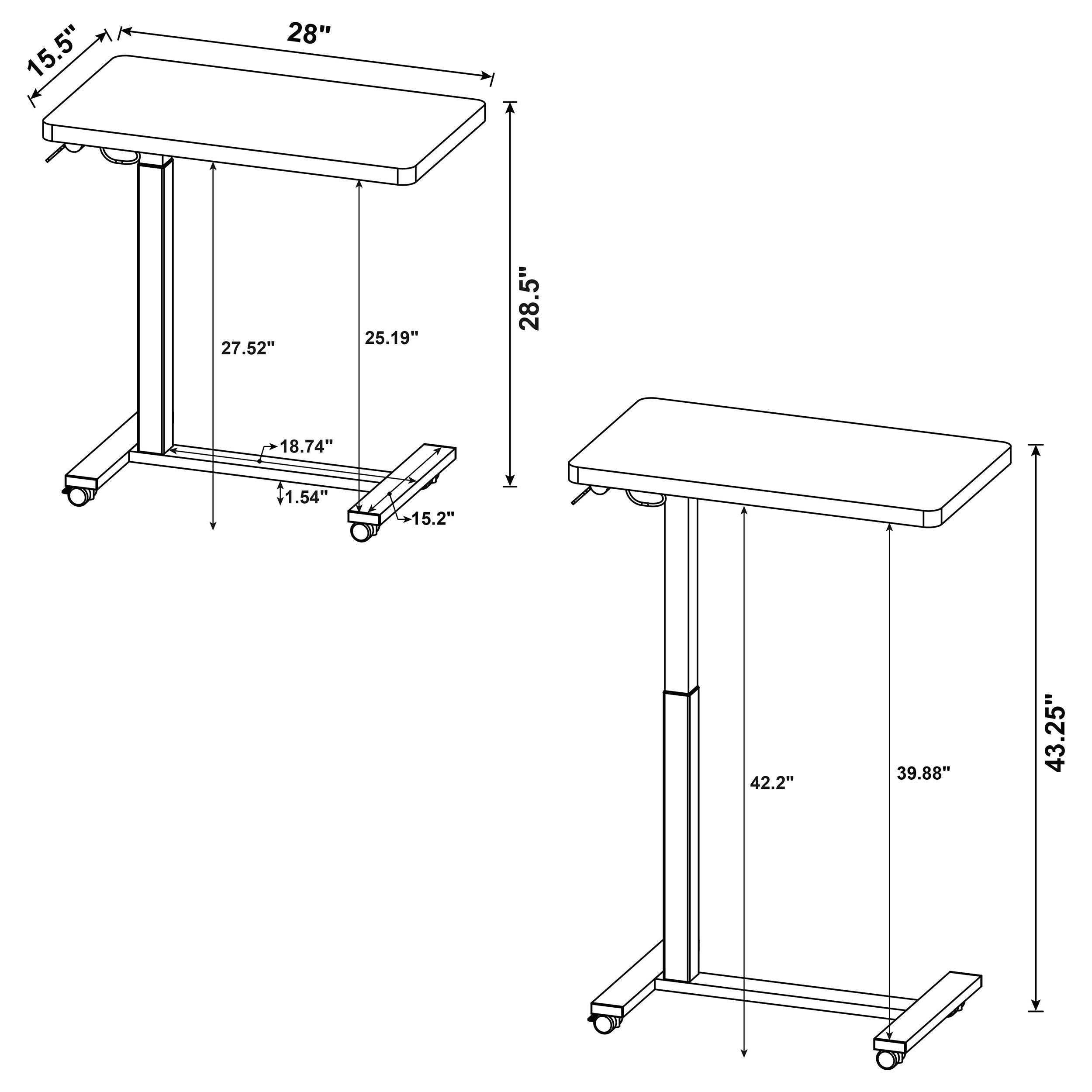 Westpark Pneumatic Adjustable C-Shape Side Table with Casters Black — view 14