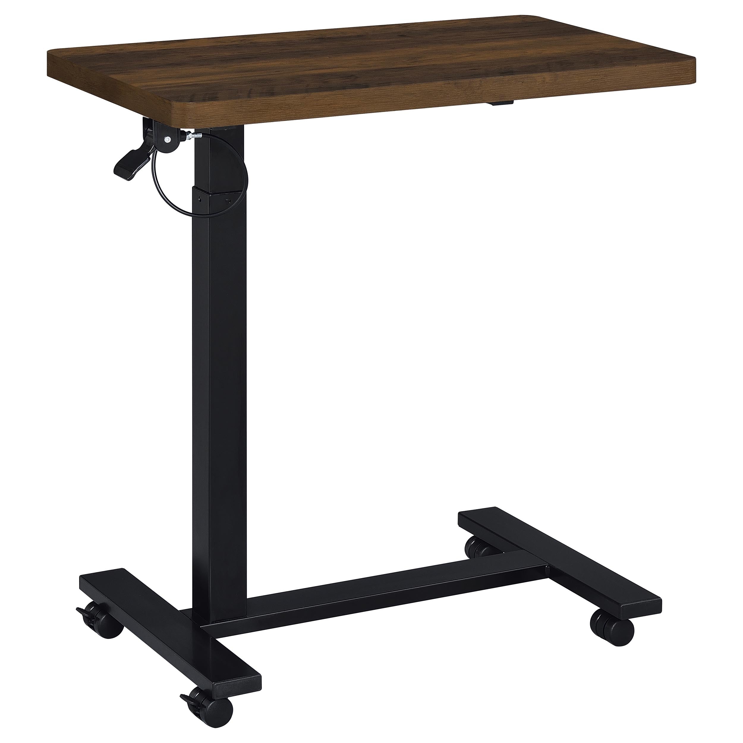 Westpark Pneumatic Adjustable C-Shape Side Table with Casters Dark Pine — view 1