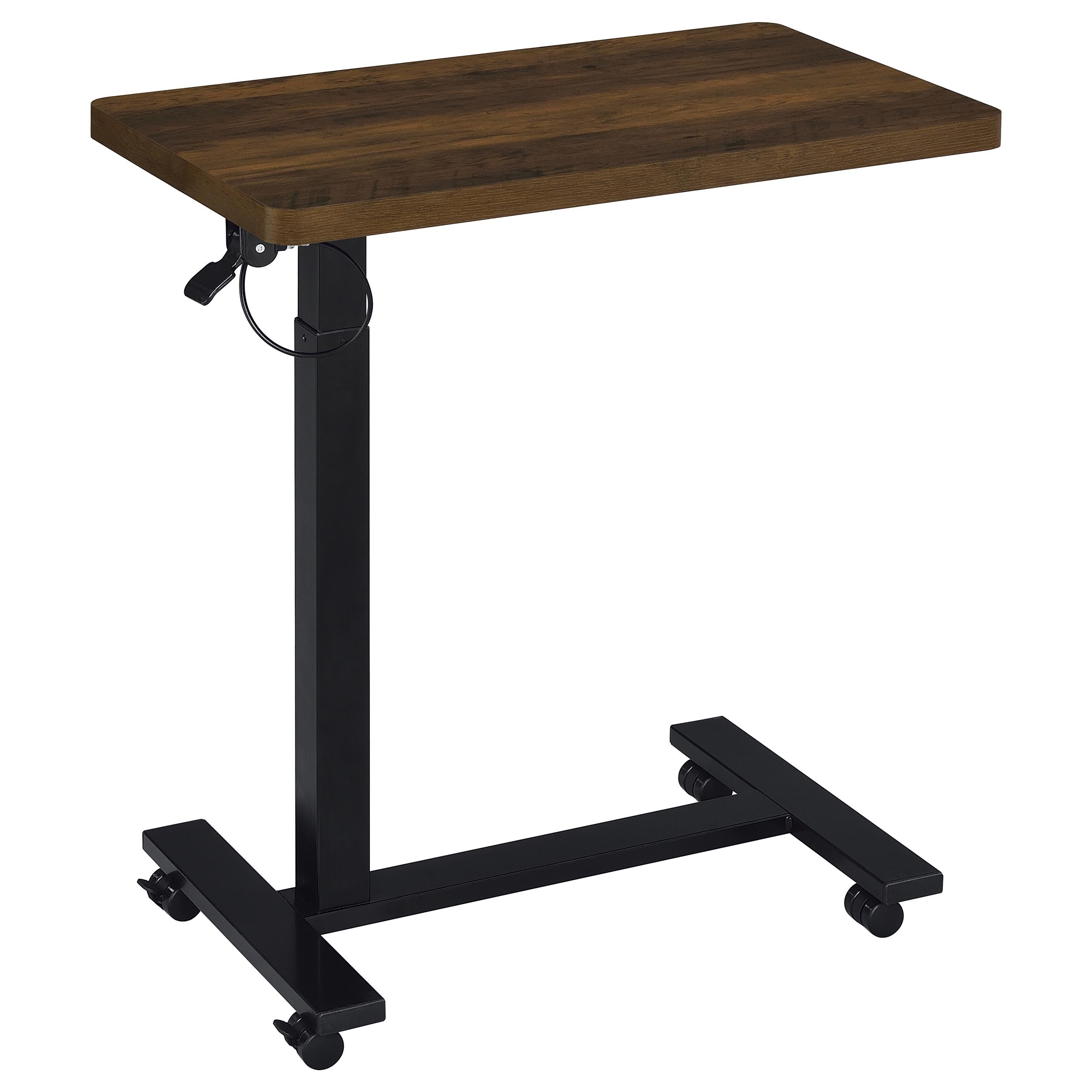 Westpark Pneumatic Adjustable C-Shape Side Table with Casters Dark Pine — view 3