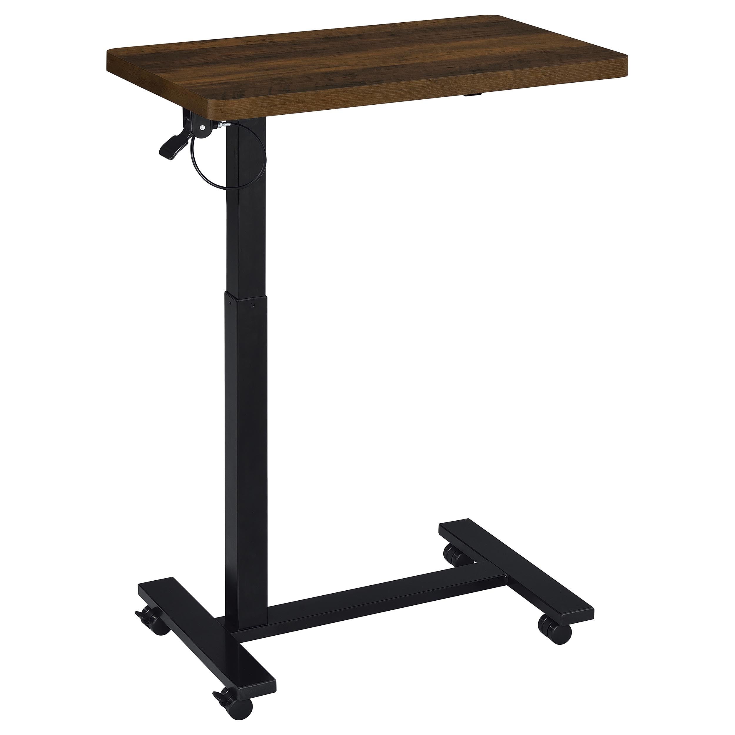 Westpark Pneumatic Adjustable C-Shape Side Table with Casters Dark Pine — view 4