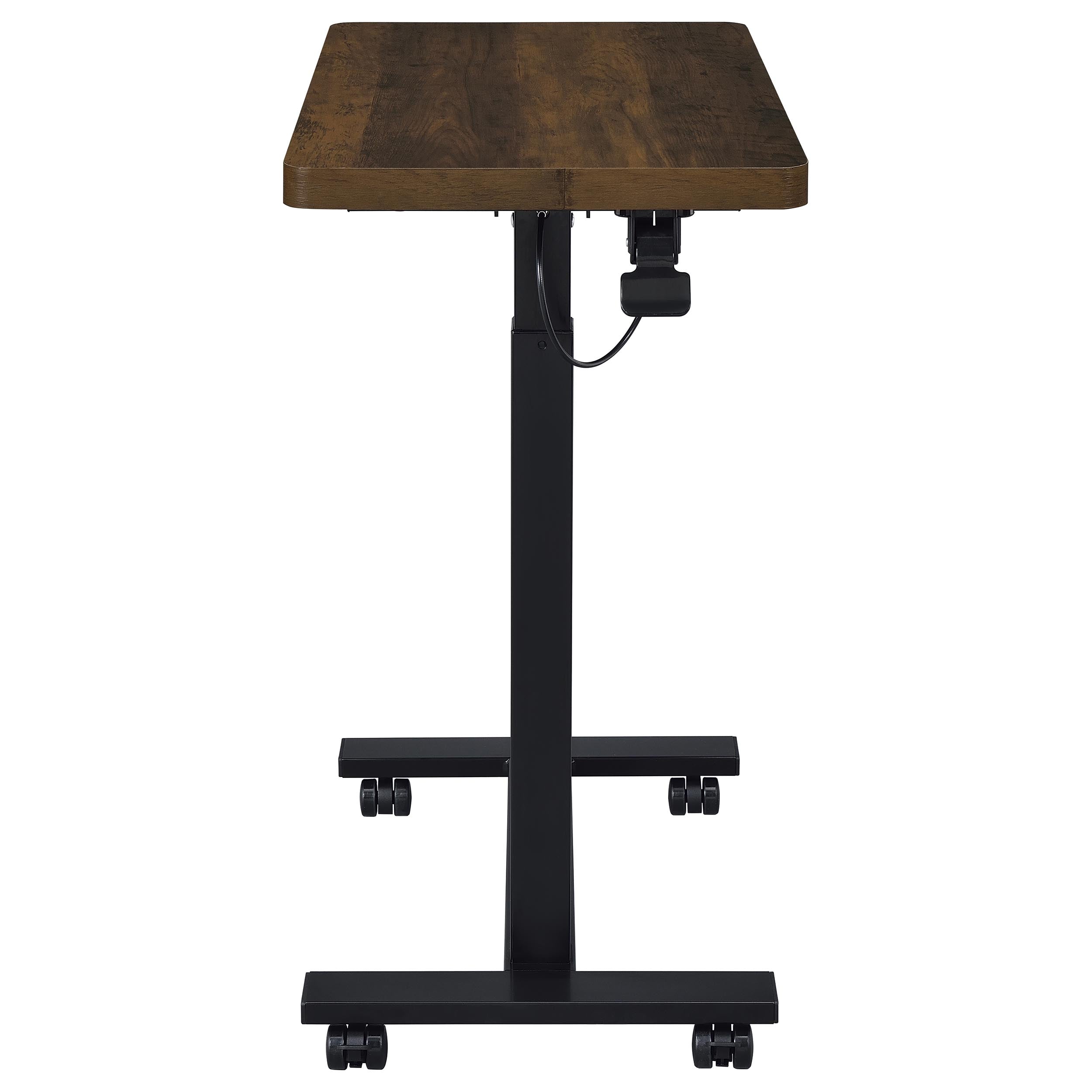 Westpark Pneumatic Adjustable C-Shape Side Table with Casters Dark Pine — view 8