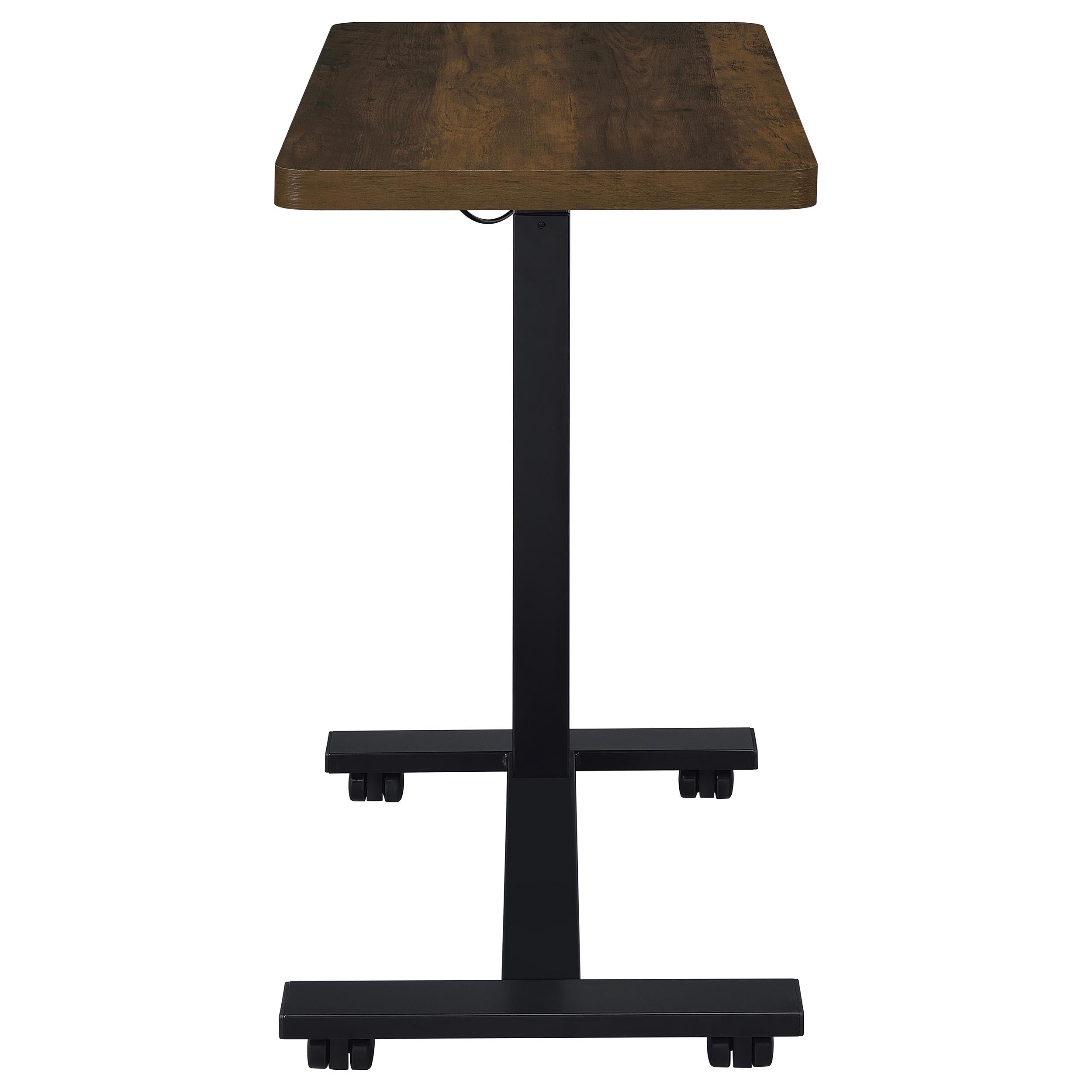 Westpark Pneumatic Adjustable C-Shape Side Table with Casters Dark Pine — view 11