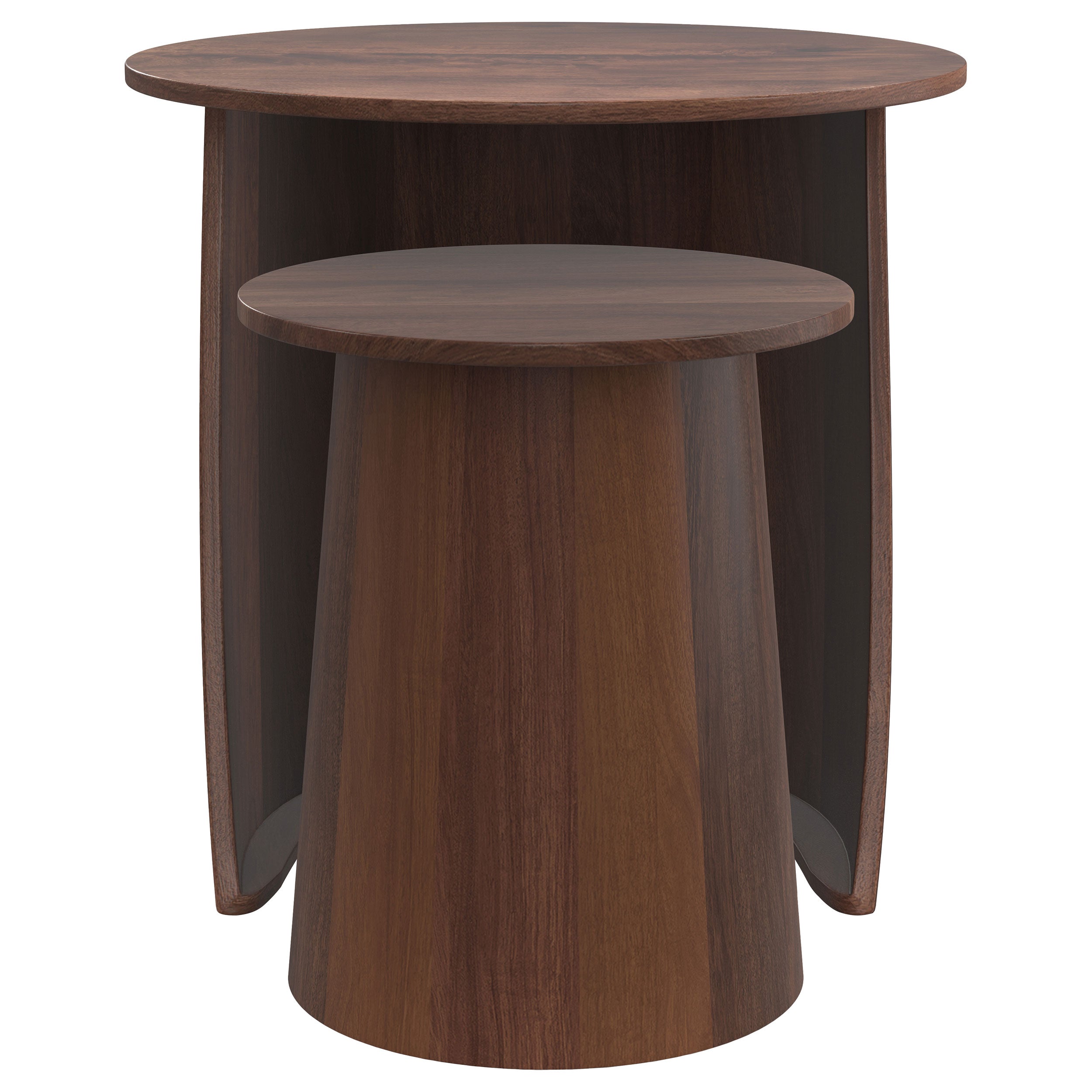 Yency 2-piece Round Mango Wood Nesting Table Set Dark Brown Mango — view 3