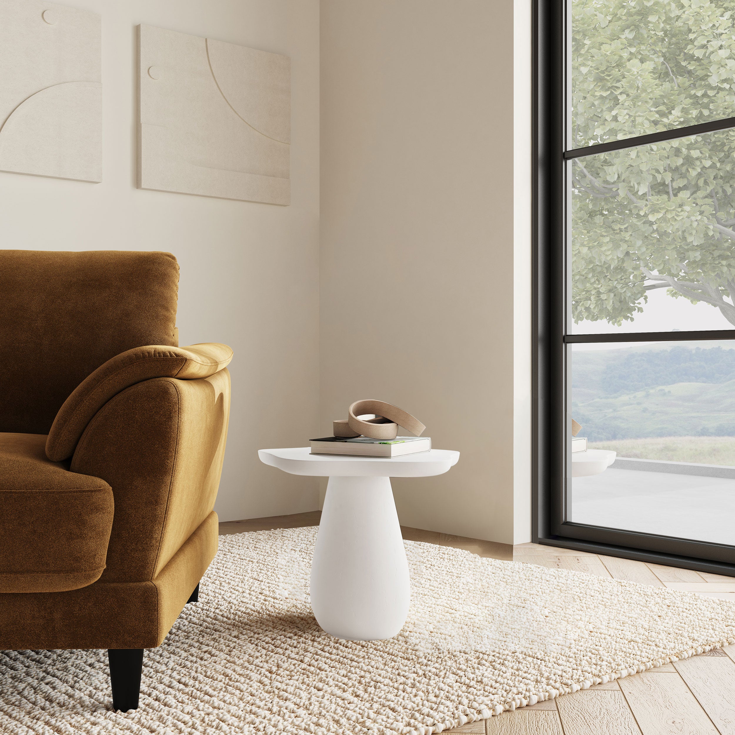 Perth 17-inch Side Table with Cloud-Shaped Top Off White — view 2