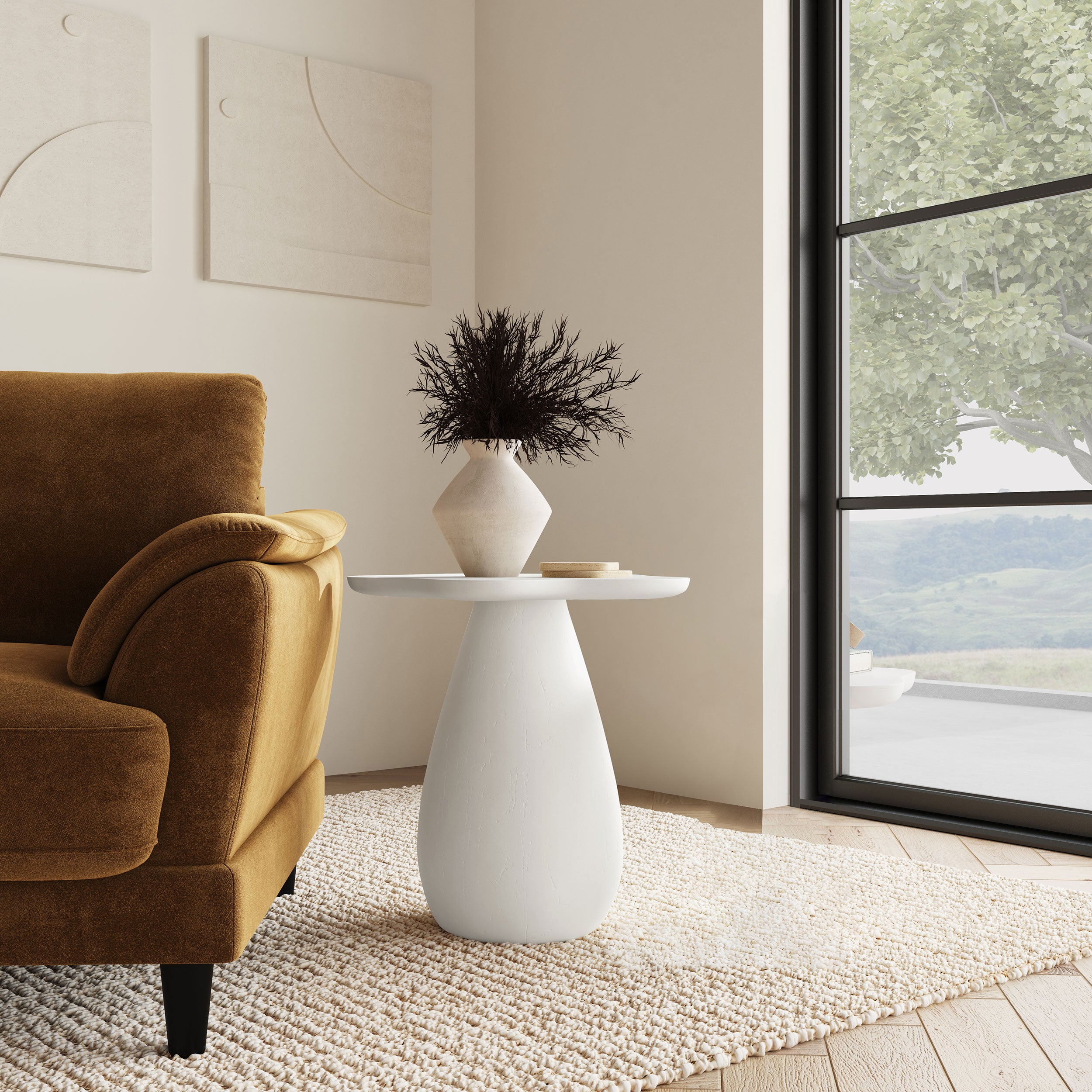 Perth 20-inch Side Table with Cloud-Shaped Top Off White — view 2