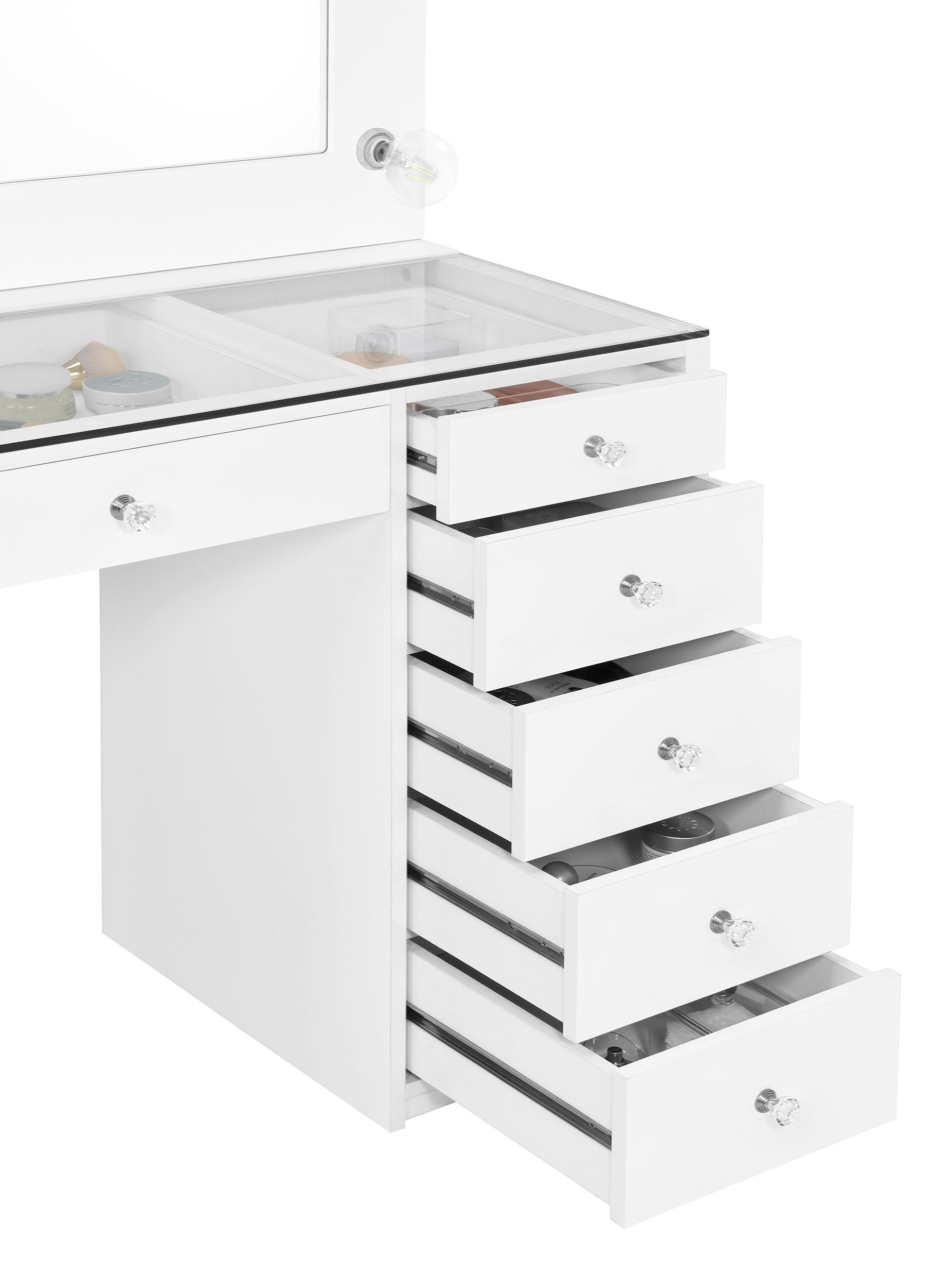 Acena 7-drawer Vanity Set with Lighting White High Gloss — view 5