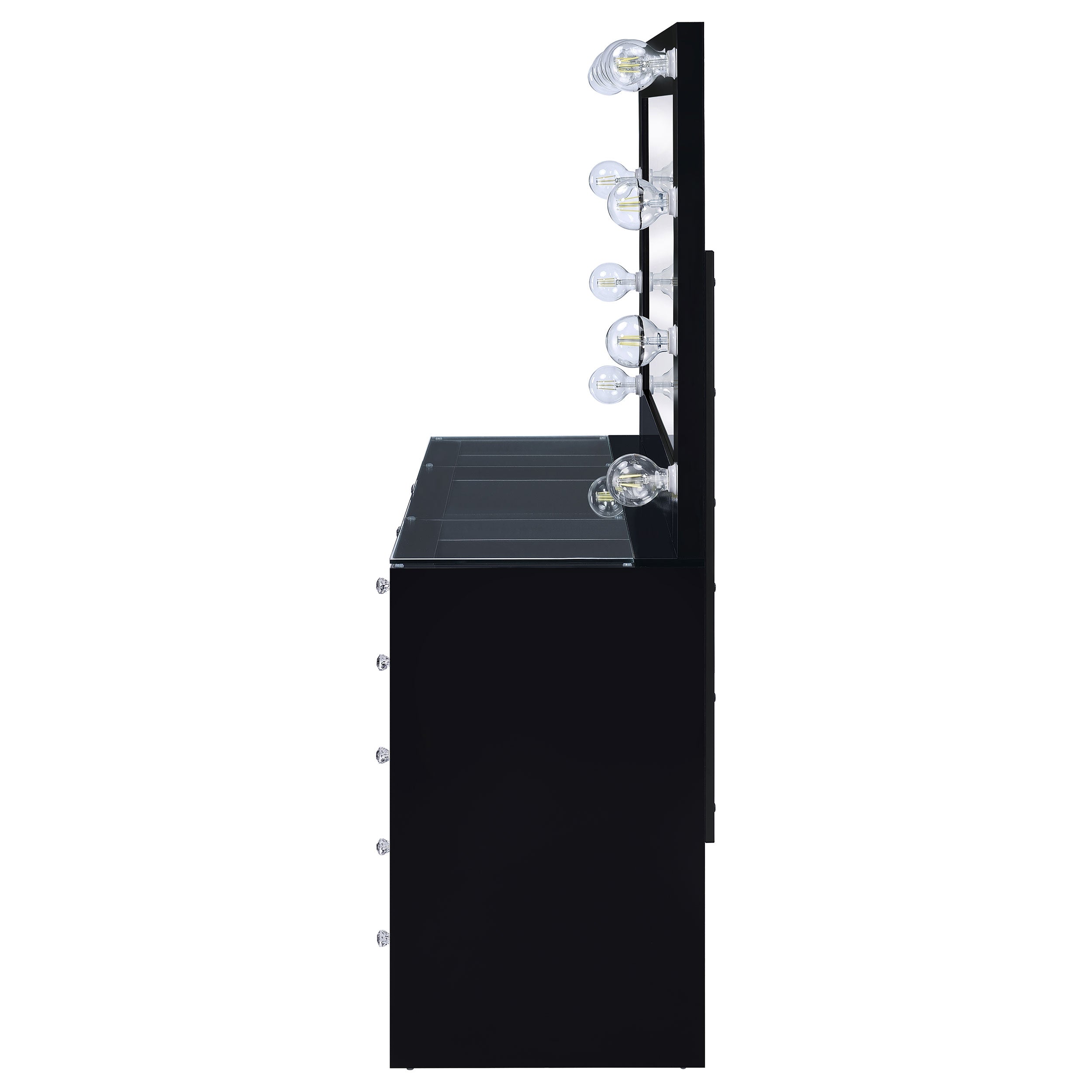 Acena 7-drawer Vanity Set with Lighting Black High Gloss — view 6