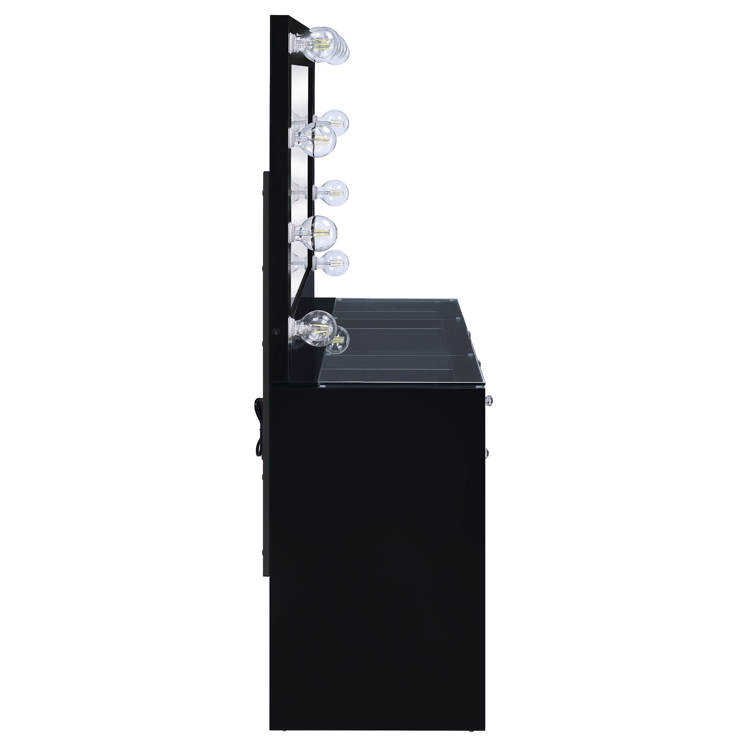Acena 7-drawer Vanity Set with Lighting Black High Gloss — view 9