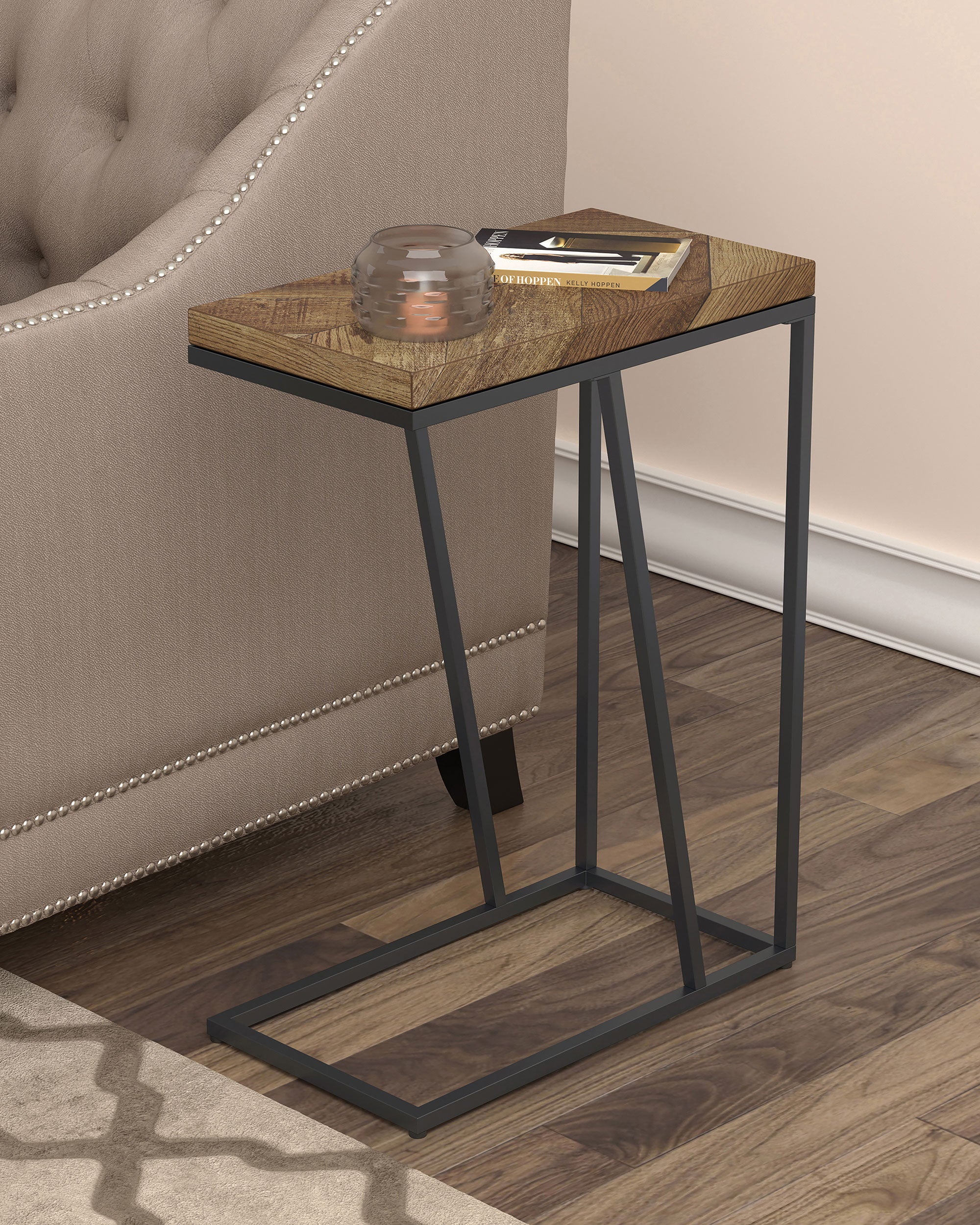 Sergio Engineered Wood C-Shaped Side Table Rustic Tobacco — view 2