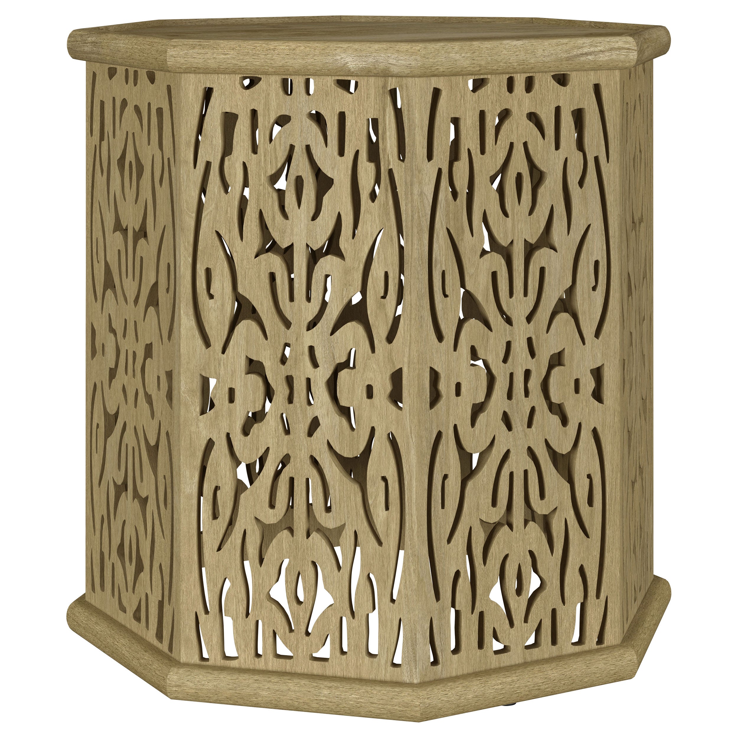 Torres Octagonal Solid Mango Wood Side Table Natural Brown — view 1
