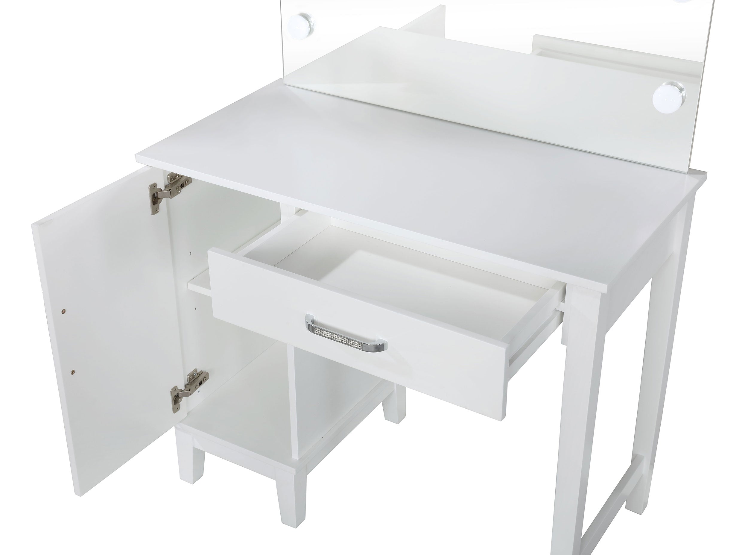 Elijah Vanity Set with Lighting & Stool White and Dark Grey — view 5