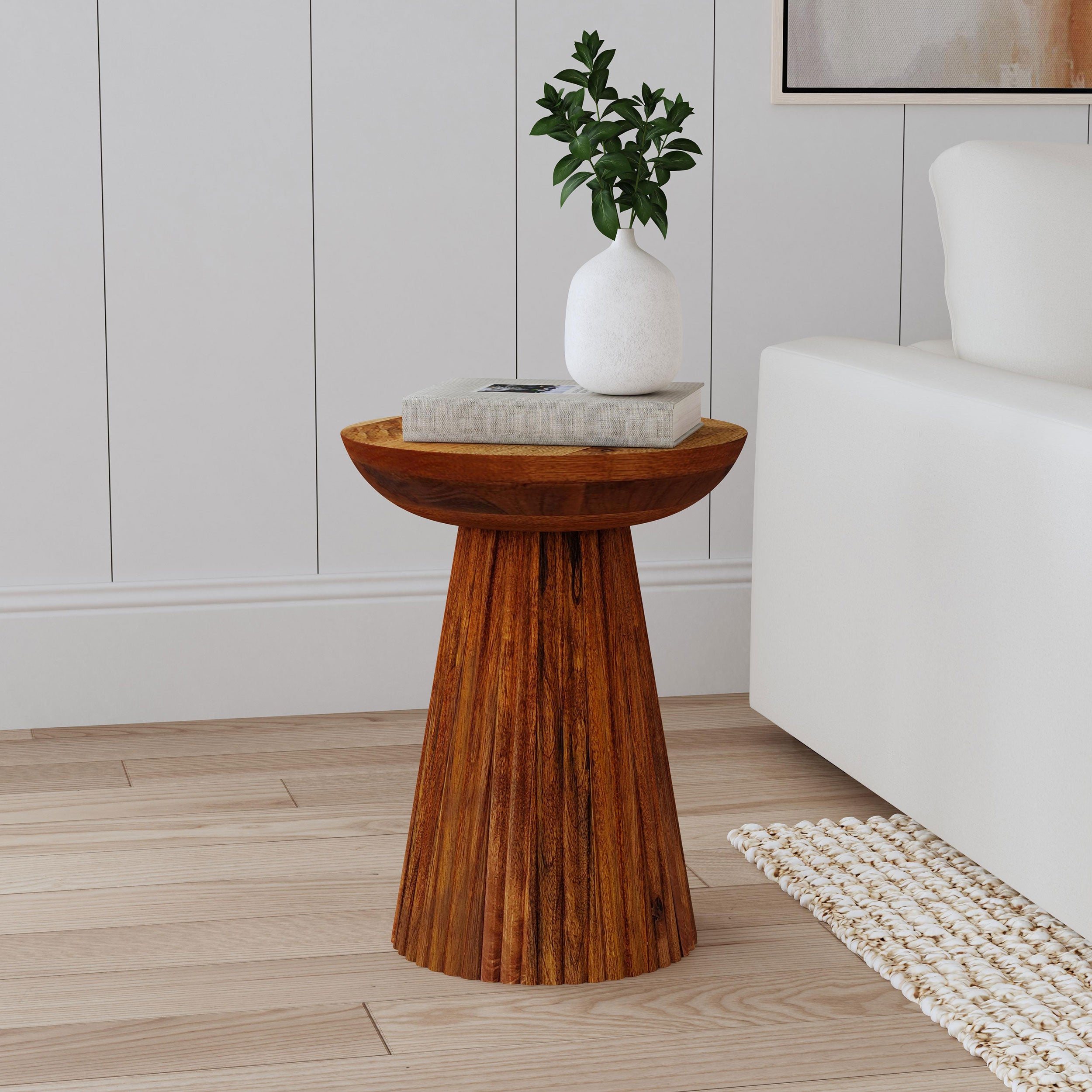 Aureo Round Solid Wood Accent Side Table Wild Honey — view 2