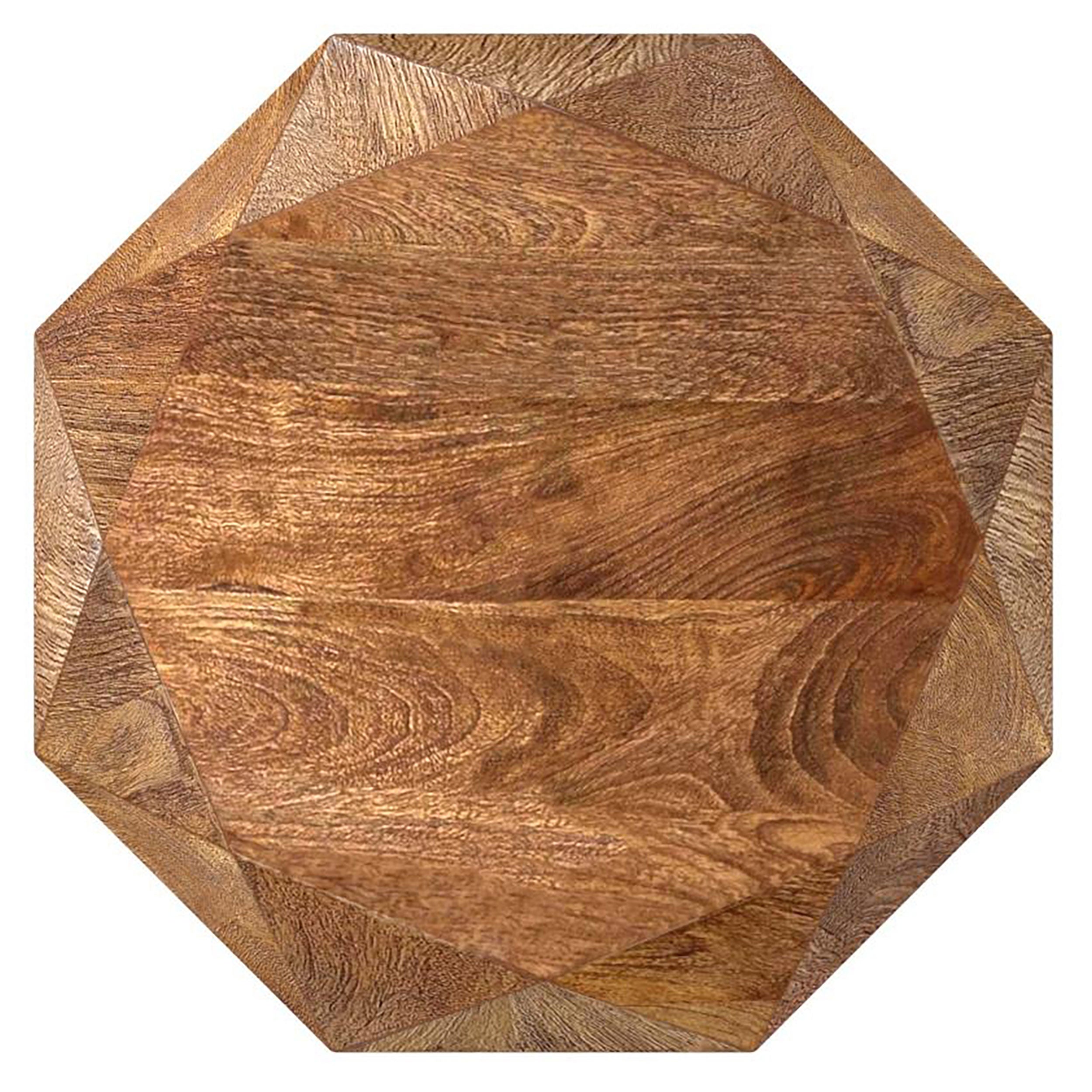 Jacinto Octagonal Solid Mango Wood Side Table Natural Brown — view 3