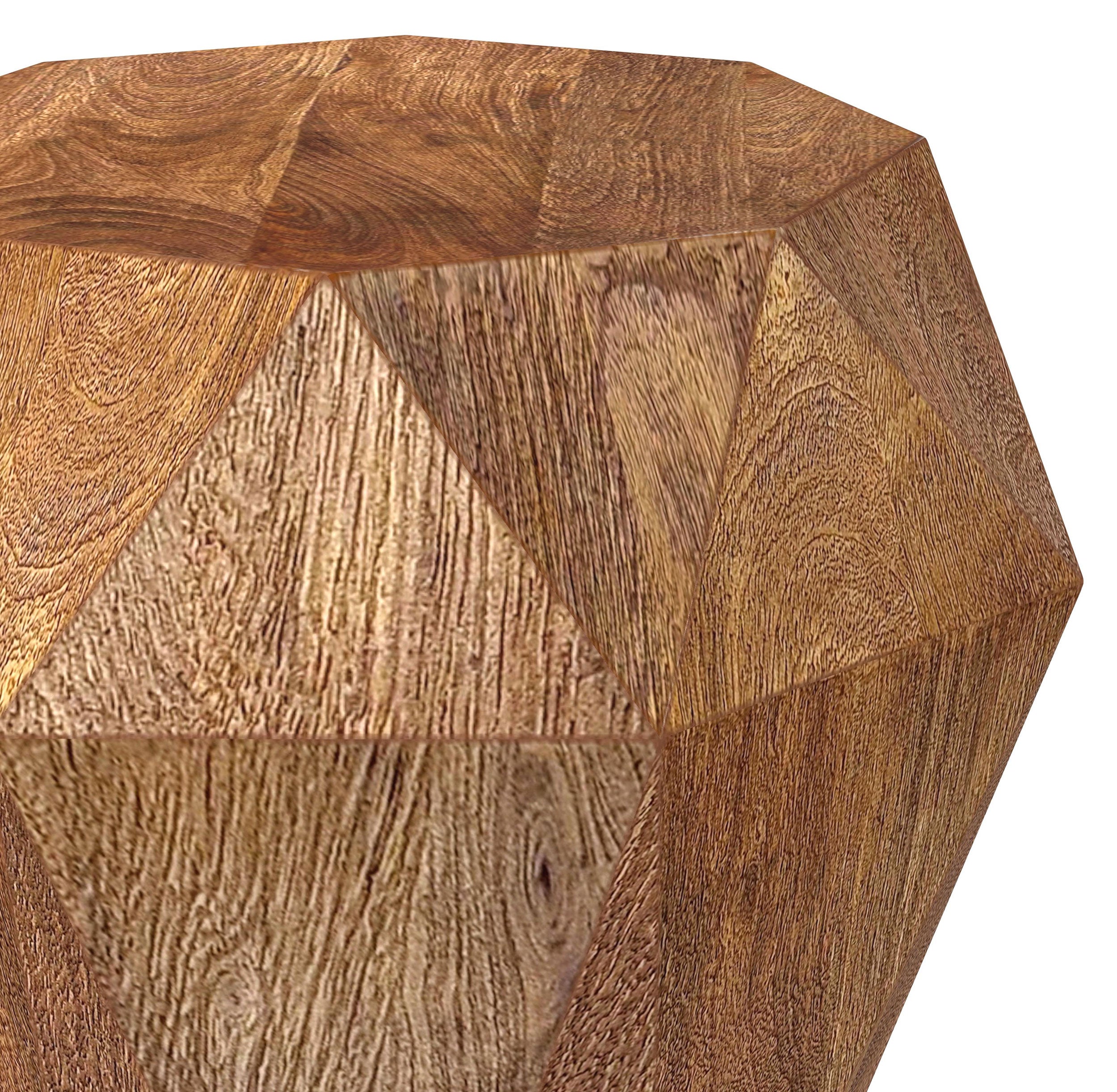 Jacinto Octagonal Solid Mango Wood Side Table Natural Brown — view 4