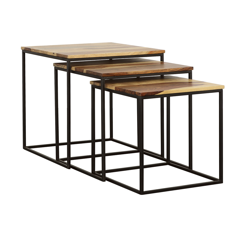 Belcourt 3-piece Square Nesting Tables Natural and Black — view 1