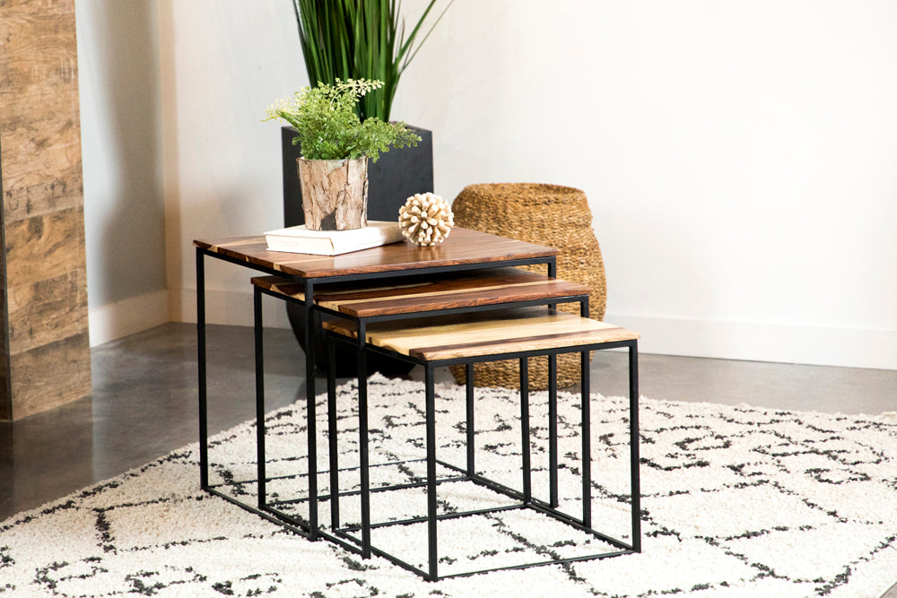 Belcourt 3-piece Square Nesting Tables Natural and Black — view 2