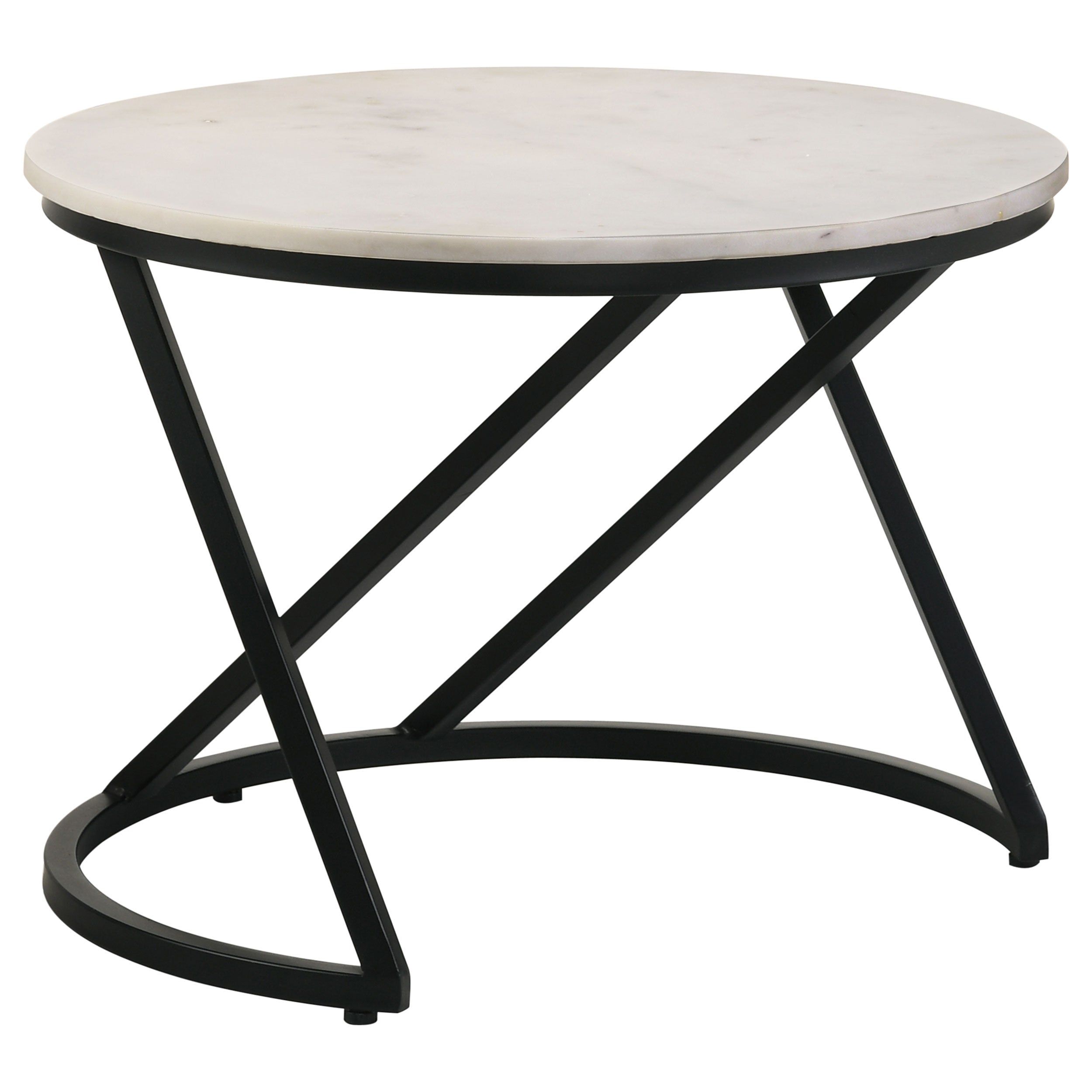 Miguel Round Marble Top Coffee Table White and Black — view 1
