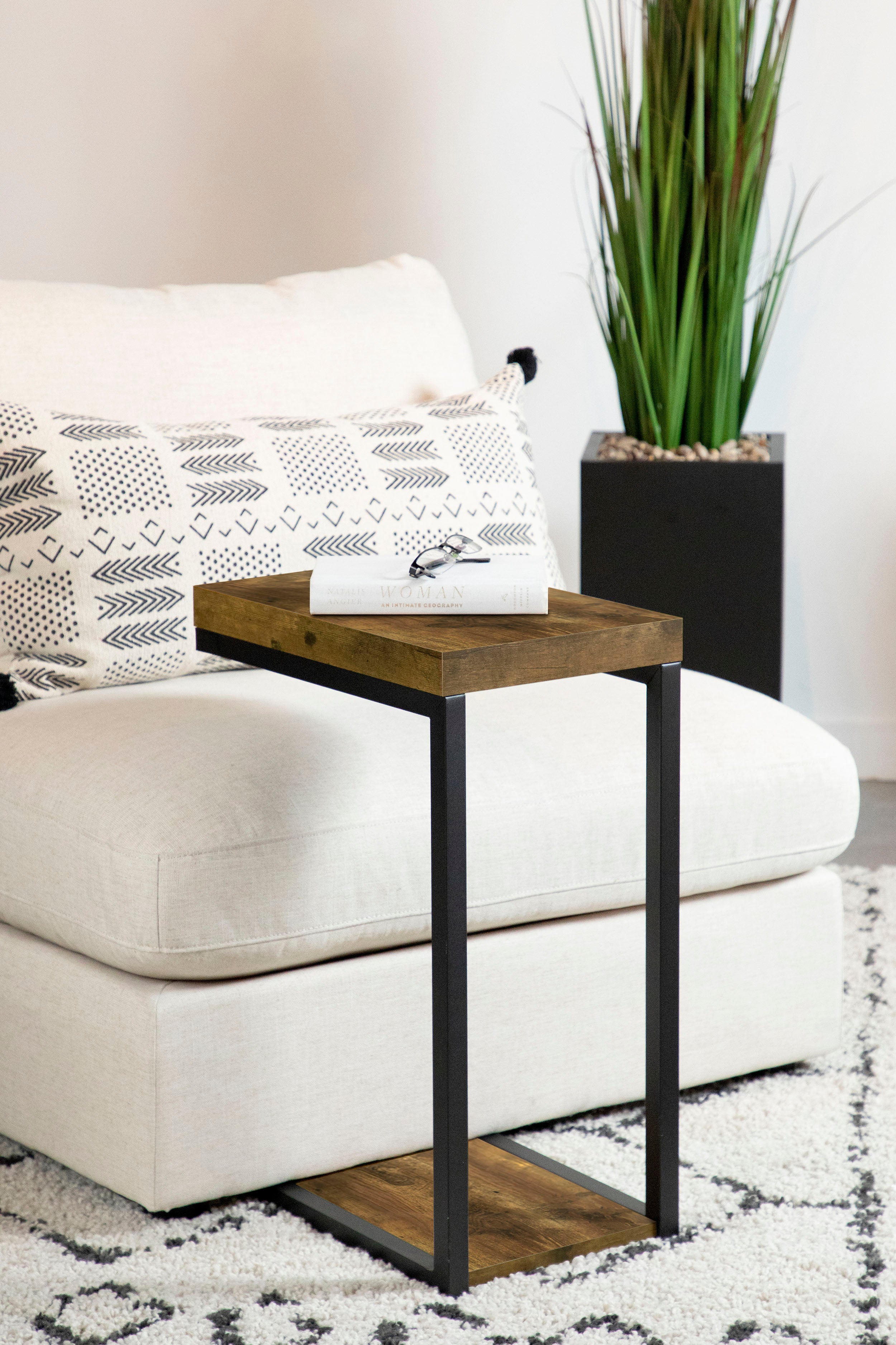 Beck Engineered Wood C-Shape Sofa Side Table Antique Nutmeg — view 2