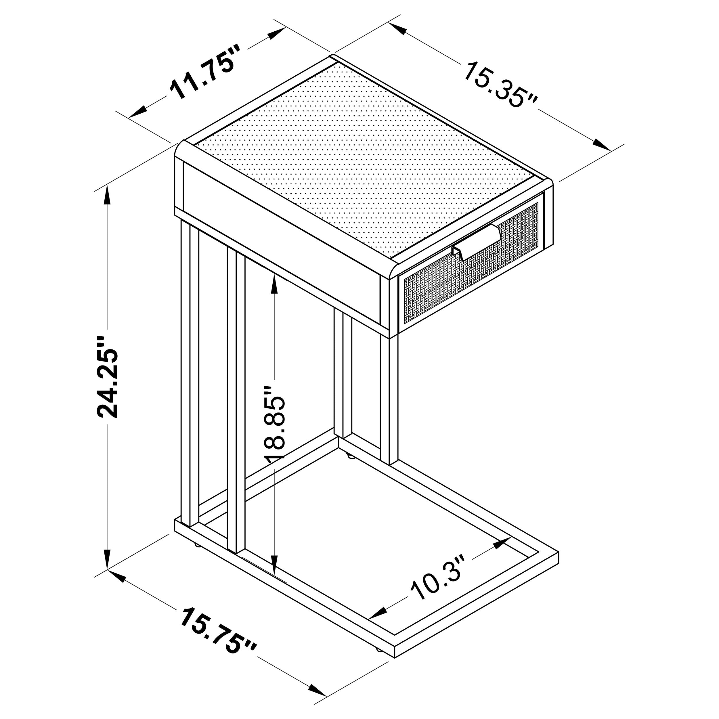 Amherst 1-drawer Radio Weave Cane Metal Side Table White — view 8