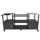 Outdoor Grill Table For Big Egg Style Bbq With Metal Grill Cart And Storage Box And Metal And Stainless Steel - Black / Silver