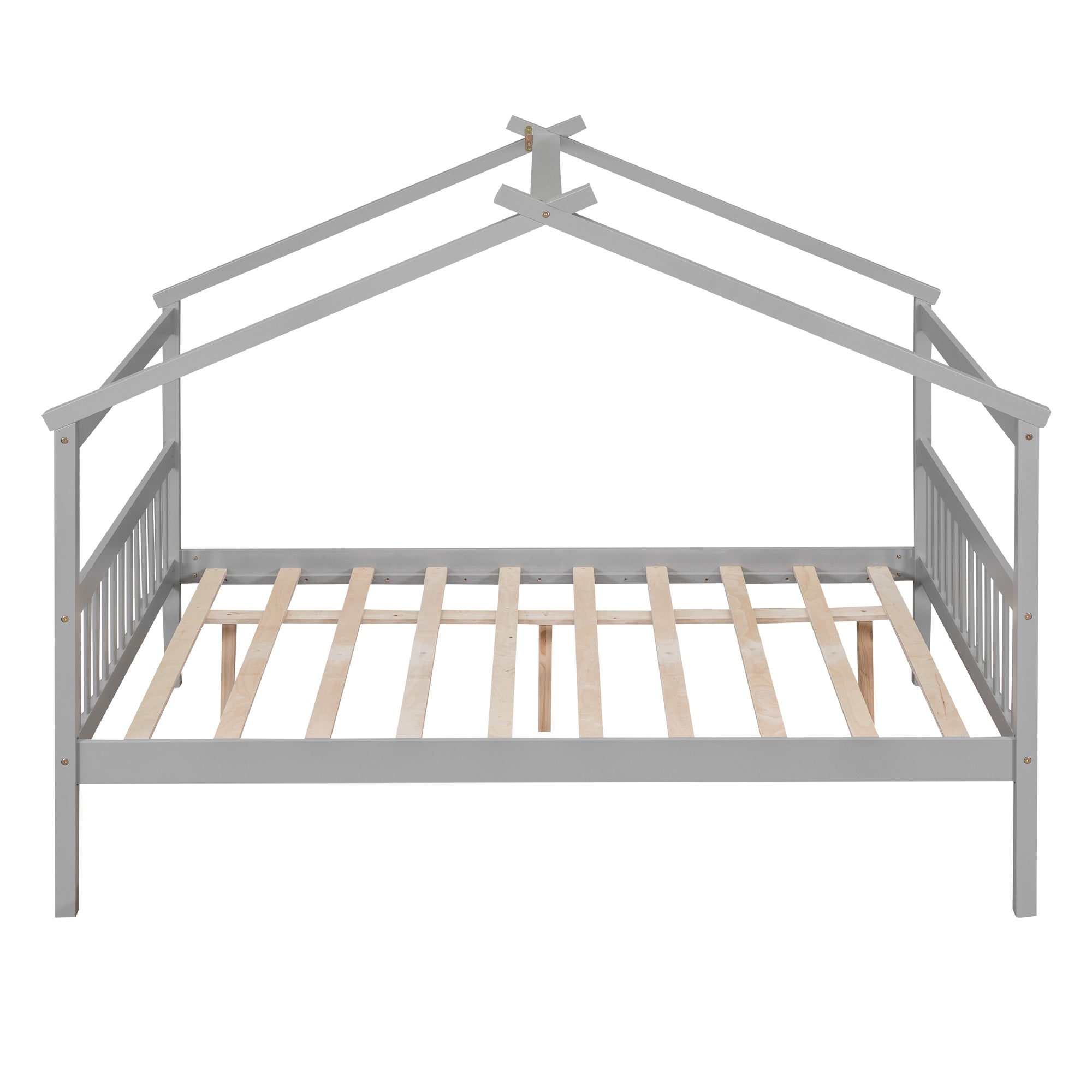Full Size Wooden House Bed with Twin Size Trundle, Gray - Atlantic Fine Furniture Melbourne FL