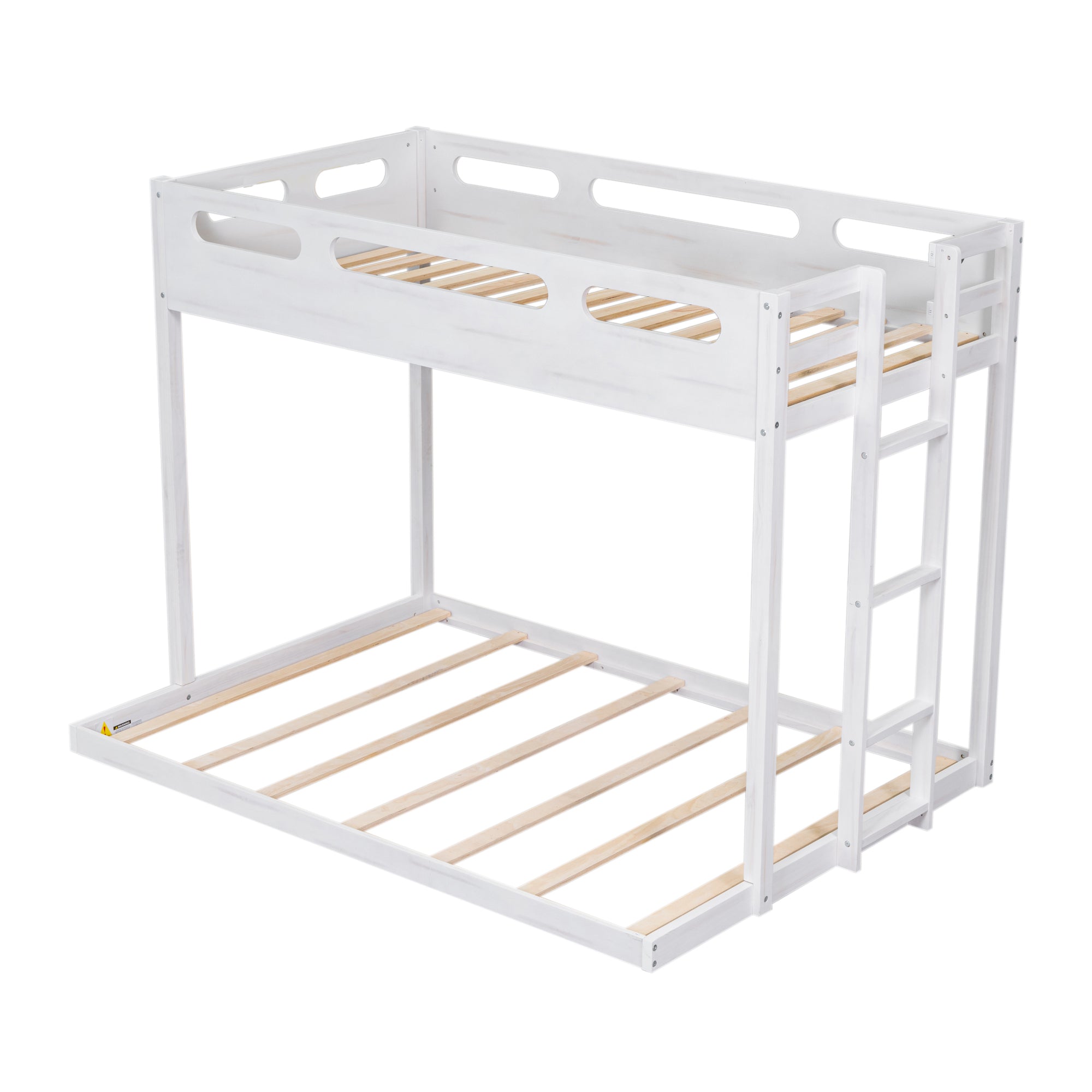 Twin over Full Bunk Bed with Built-in Ladder,White - Atlantic Fine Furniture Melbourne FL