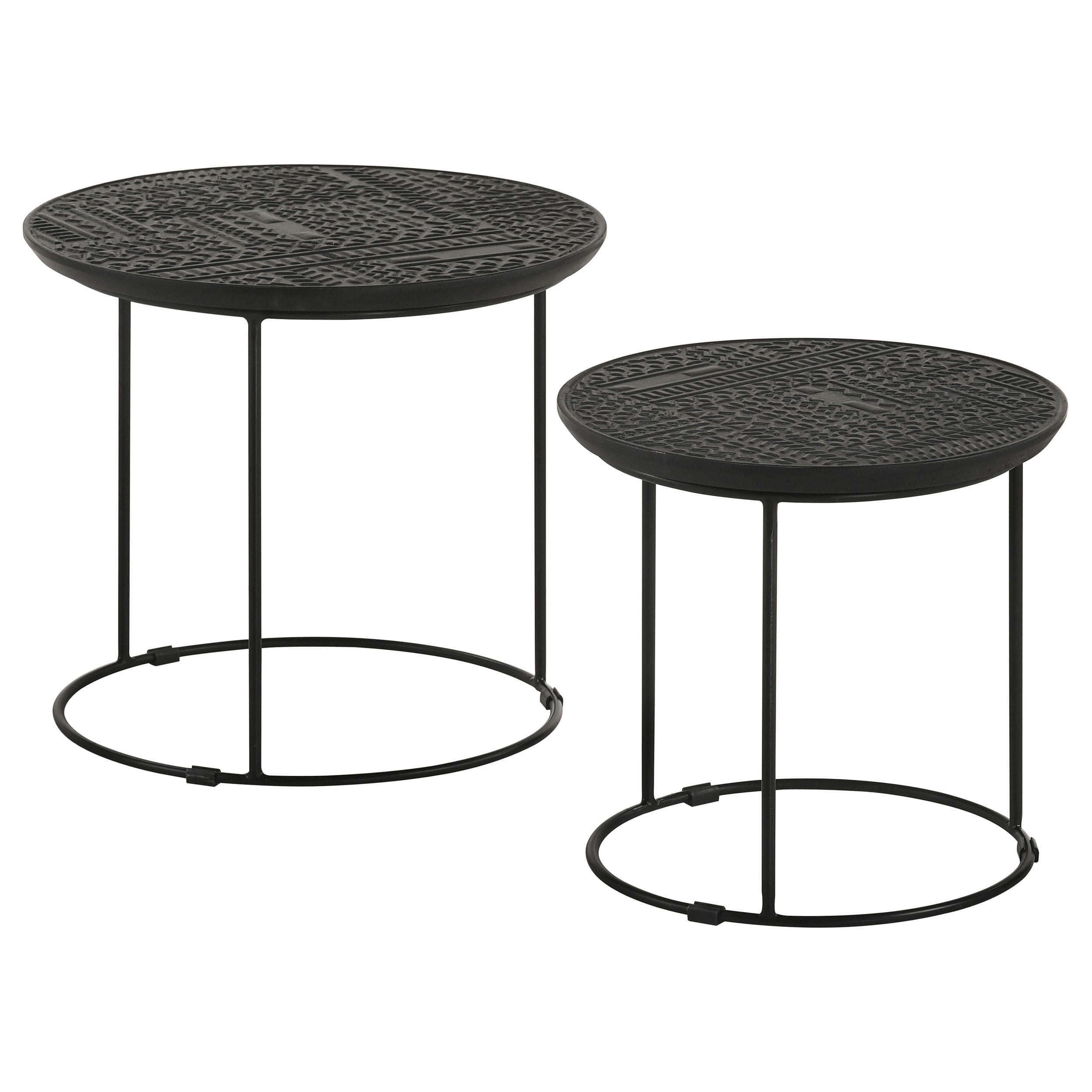 Loannis 2-piece Round Mango Wood Nesting Table Matte Black — view 1