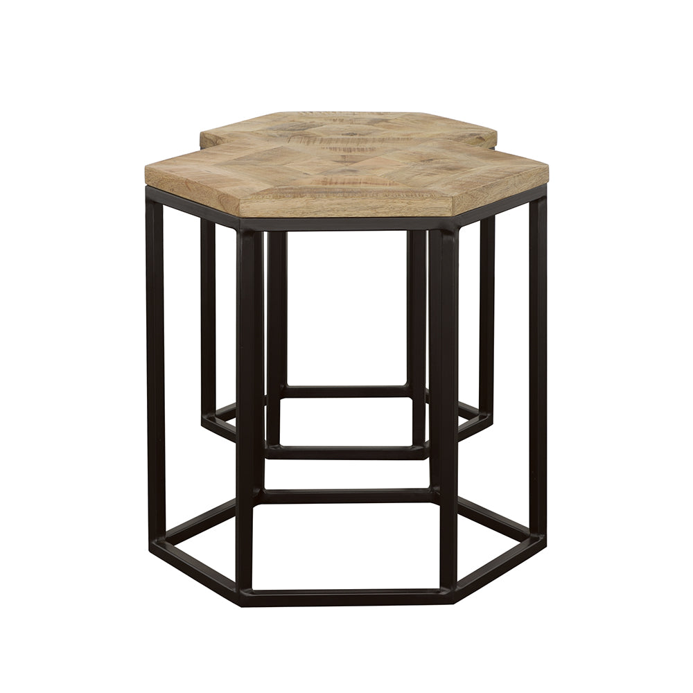 Adger 2-piece Hexagonal Nesting Tables Natural and Black — view 6