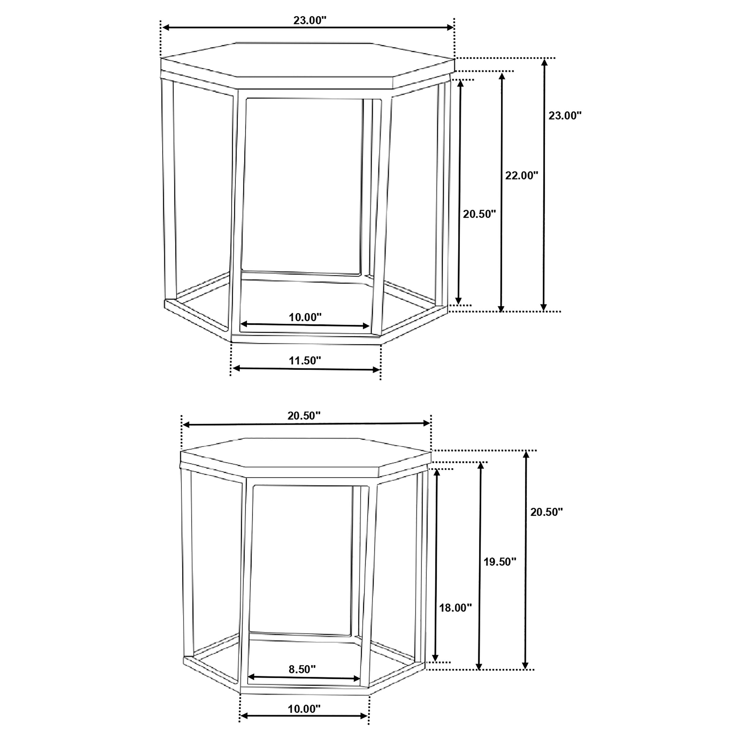 Adger 2-piece Hexagonal Nesting Tables Natural and Black — view 9