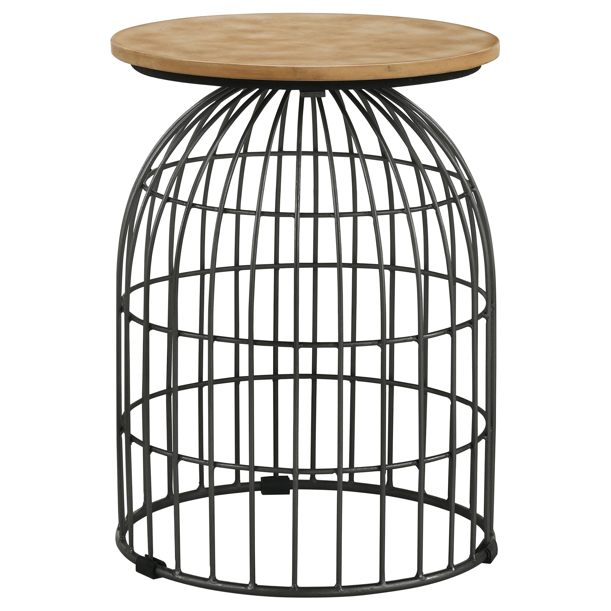 Bernardo Round Wire Frame Side Table Natural and Gunmetal — view 1