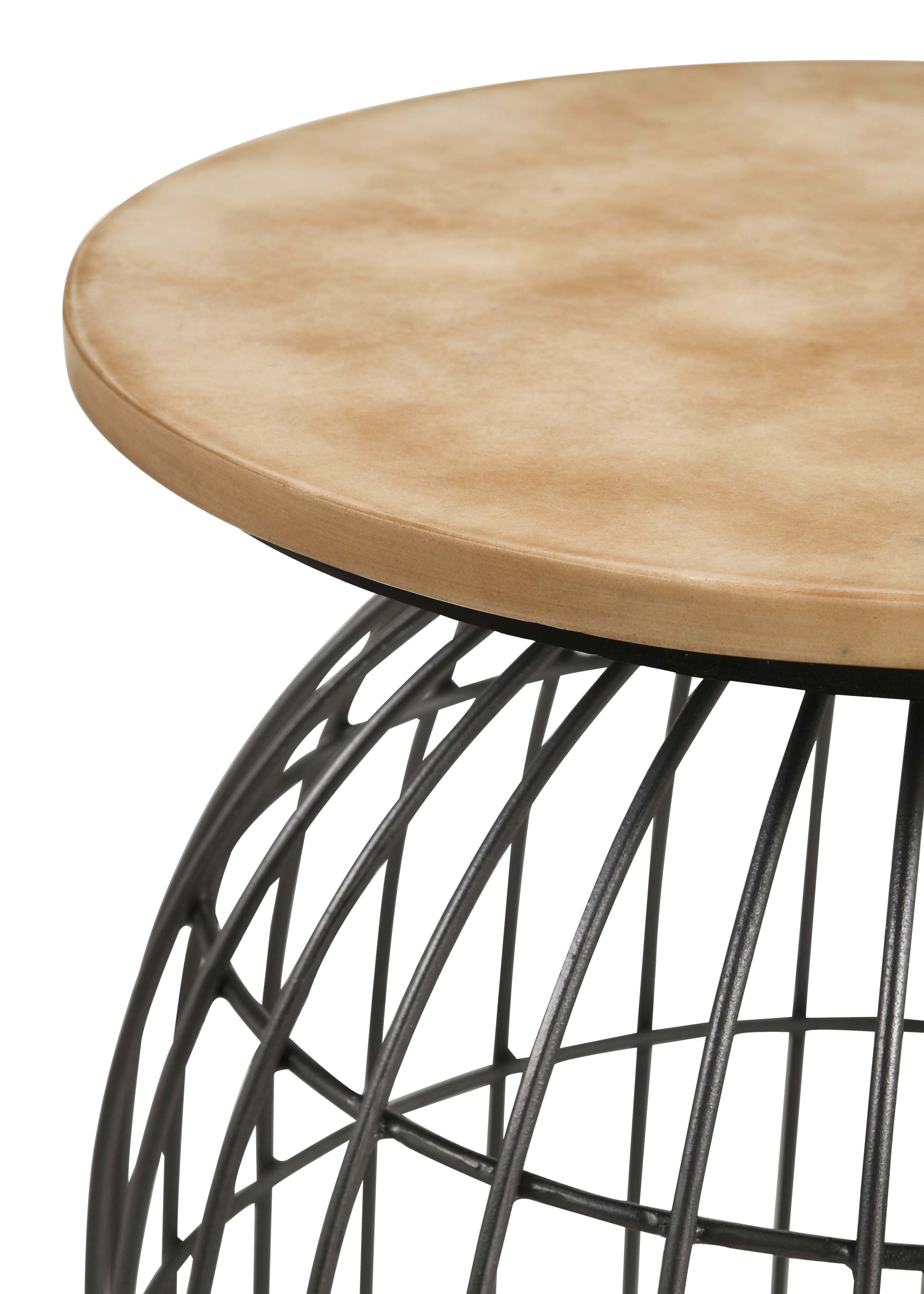 Bernardo Round Wire Frame Side Table Natural and Gunmetal — view 4