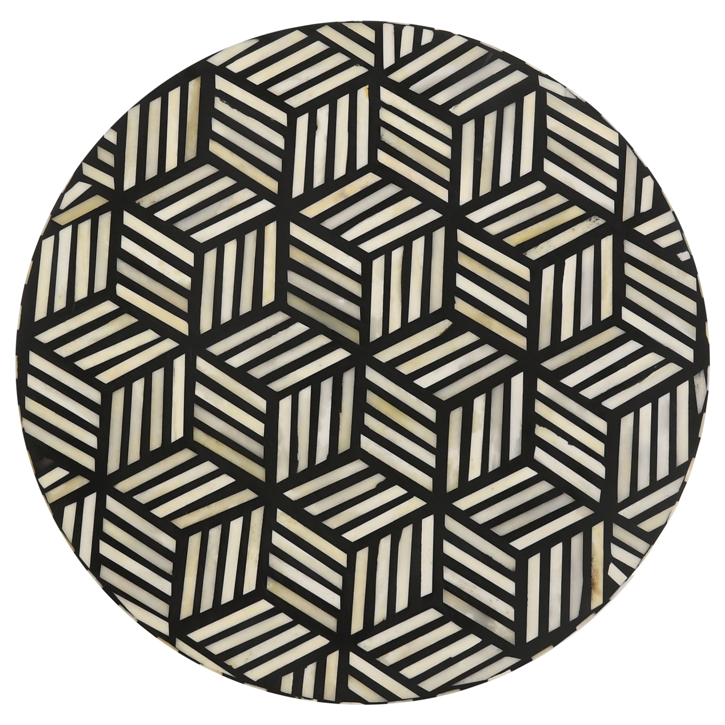 Xenia Round Bone Inlay Accent Side Table White and Gold — view 3
