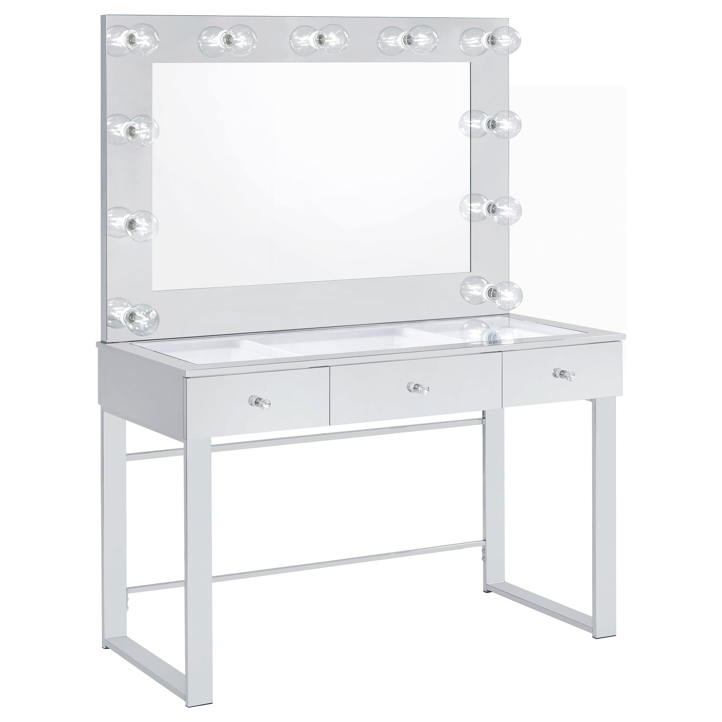 Umbridge 3-drawer Vanity Set with Lighting Chrome and White — view 1