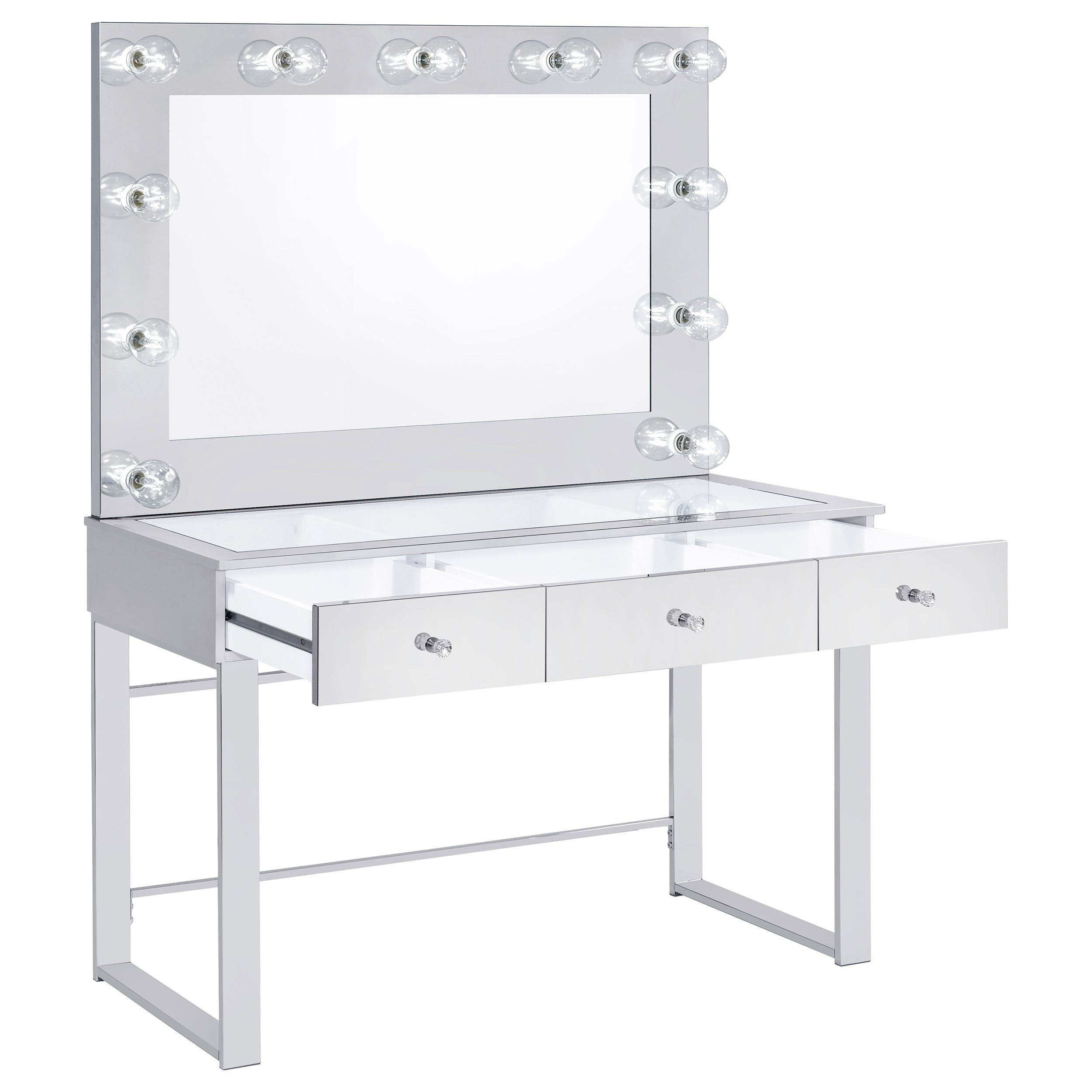 Umbridge 3-drawer Vanity Set with Lighting Chrome and White — view 3