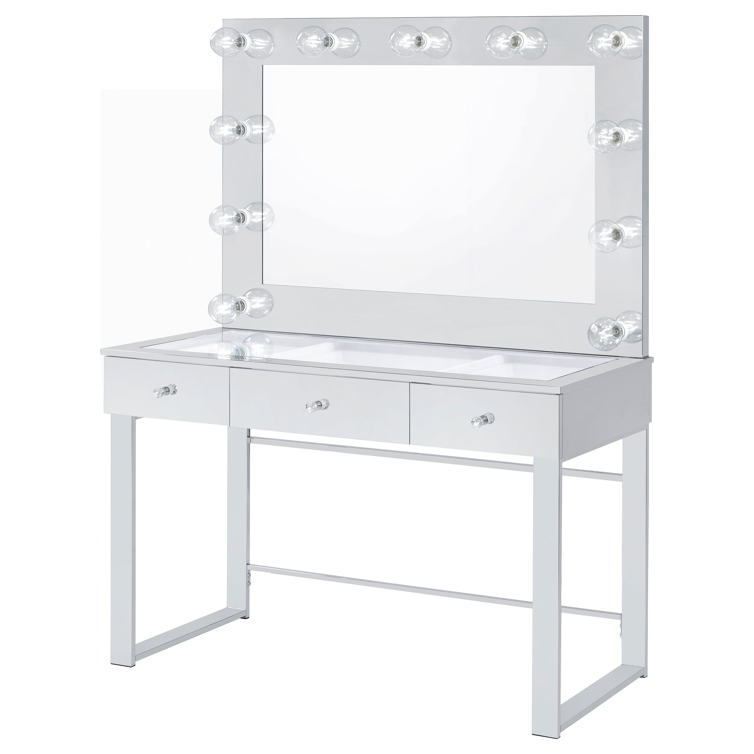Umbridge 3-drawer Vanity Set with Lighting Chrome and White — view 4