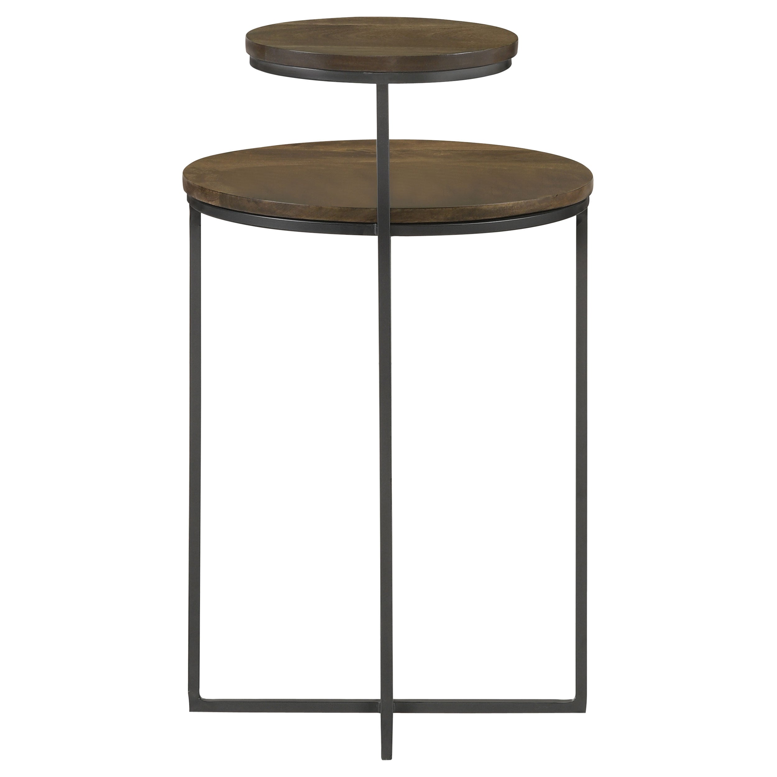 Yael Round Mango Wood Accent Side Table Natural and Gunmetal — view 3