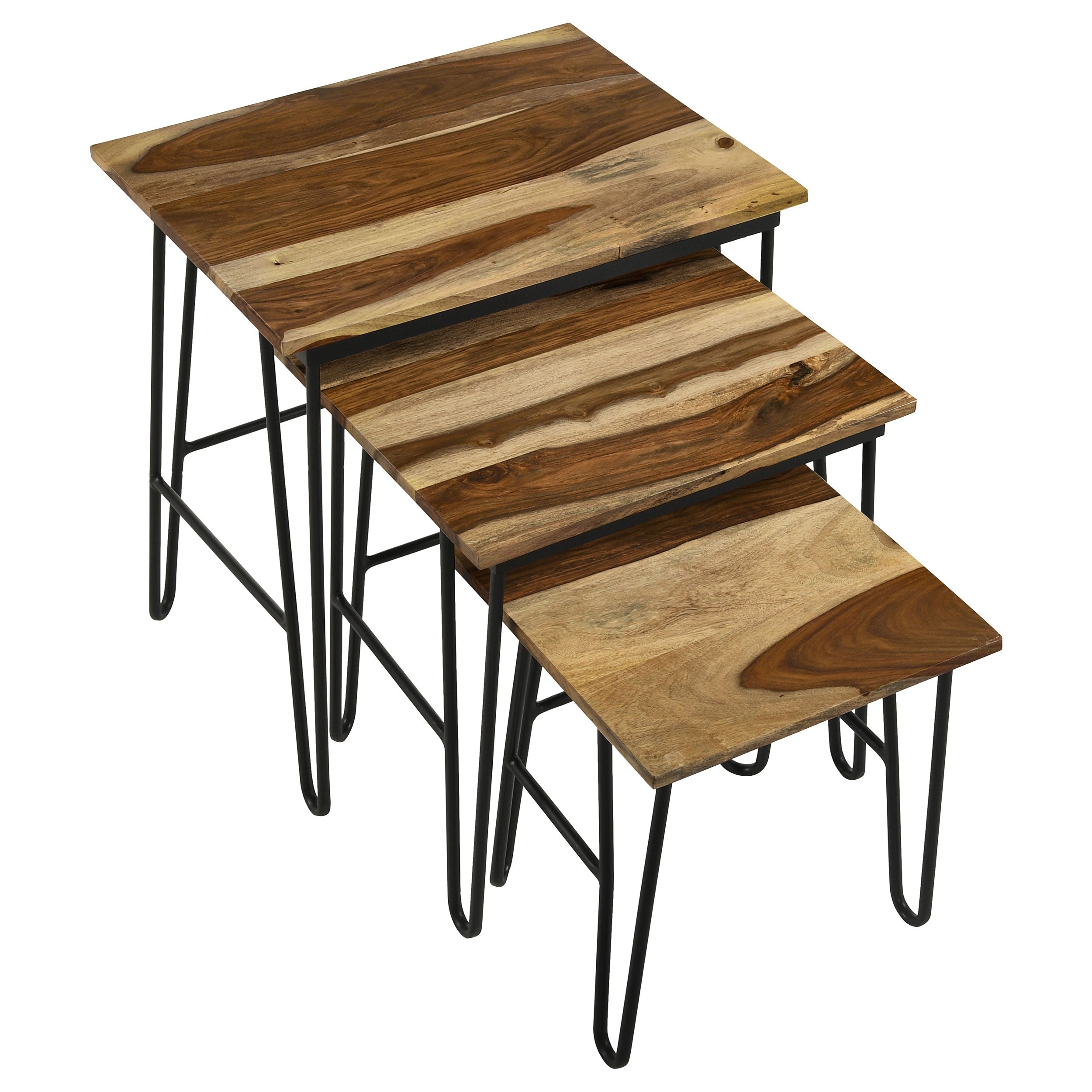 Nayeli 3-piece Solid Sheesham Wood Nesting Tables Natural — view 3