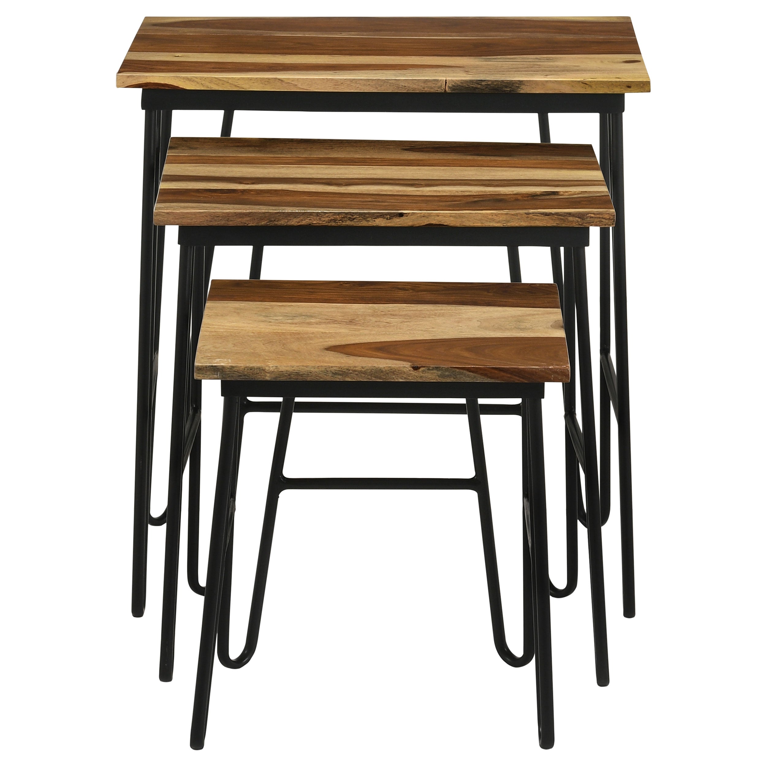 Nayeli 3-piece Solid Sheesham Wood Nesting Tables Natural — view 4
