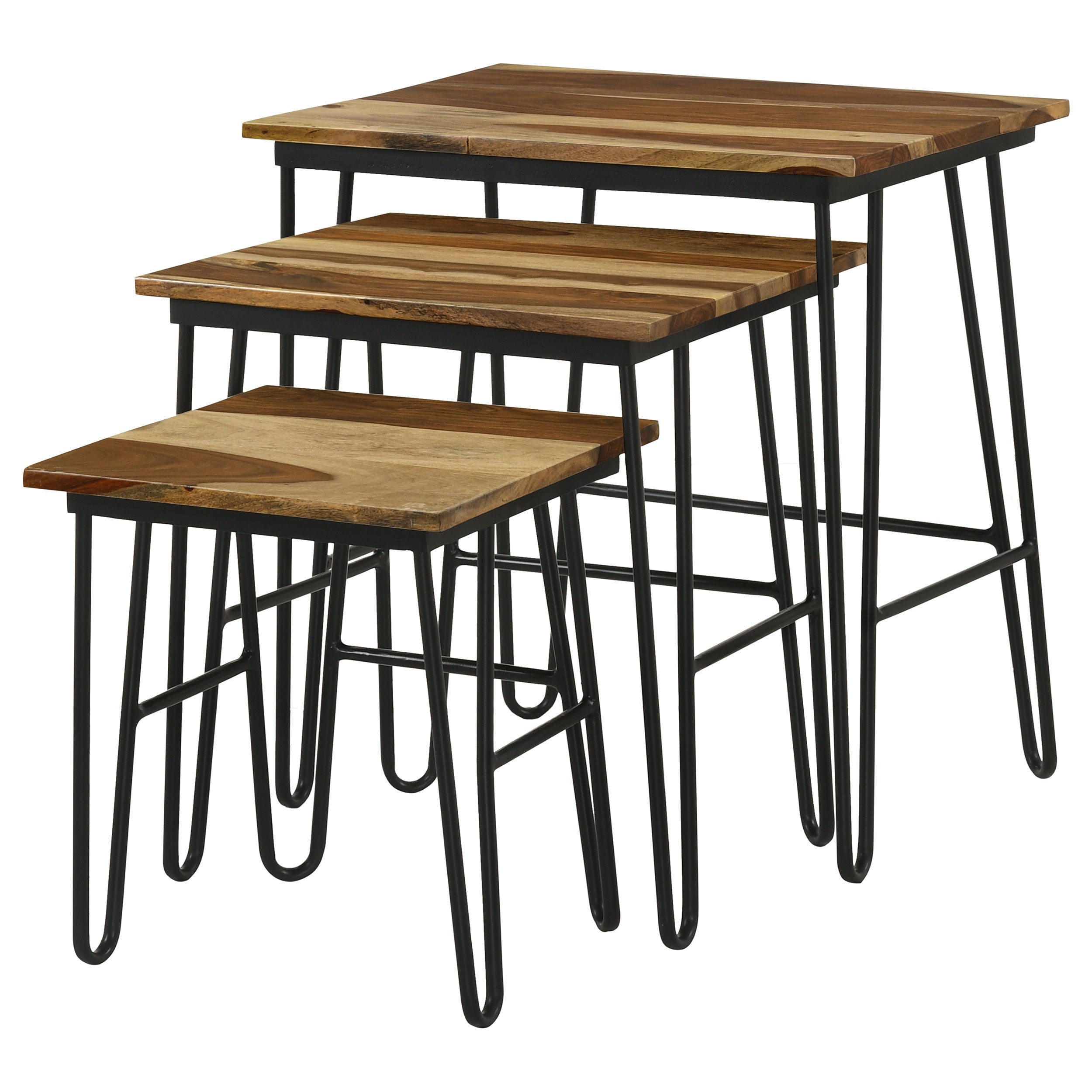 Nayeli 3-piece Solid Sheesham Wood Nesting Tables Natural — view 5