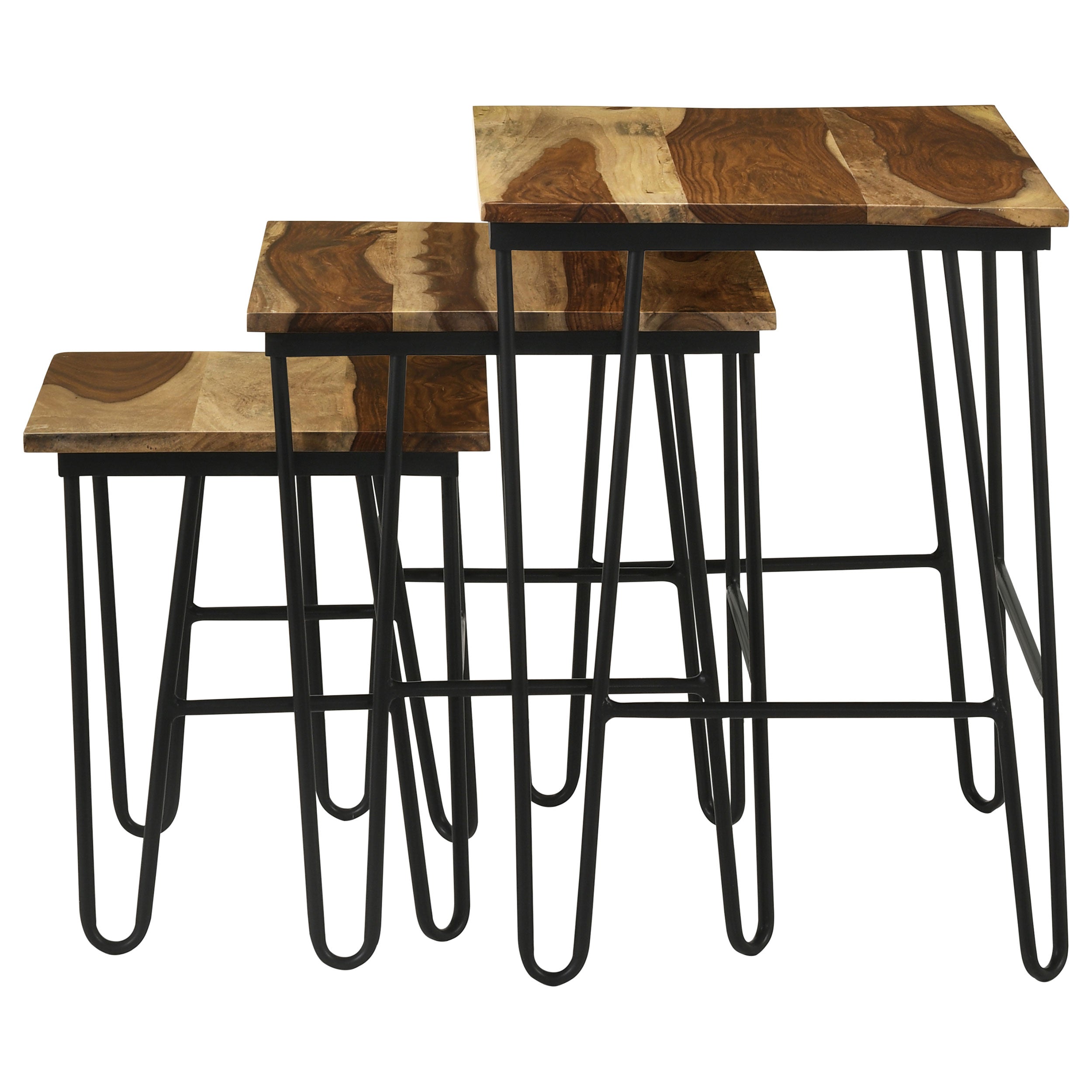 Nayeli 3-piece Solid Sheesham Wood Nesting Tables Natural — view 6