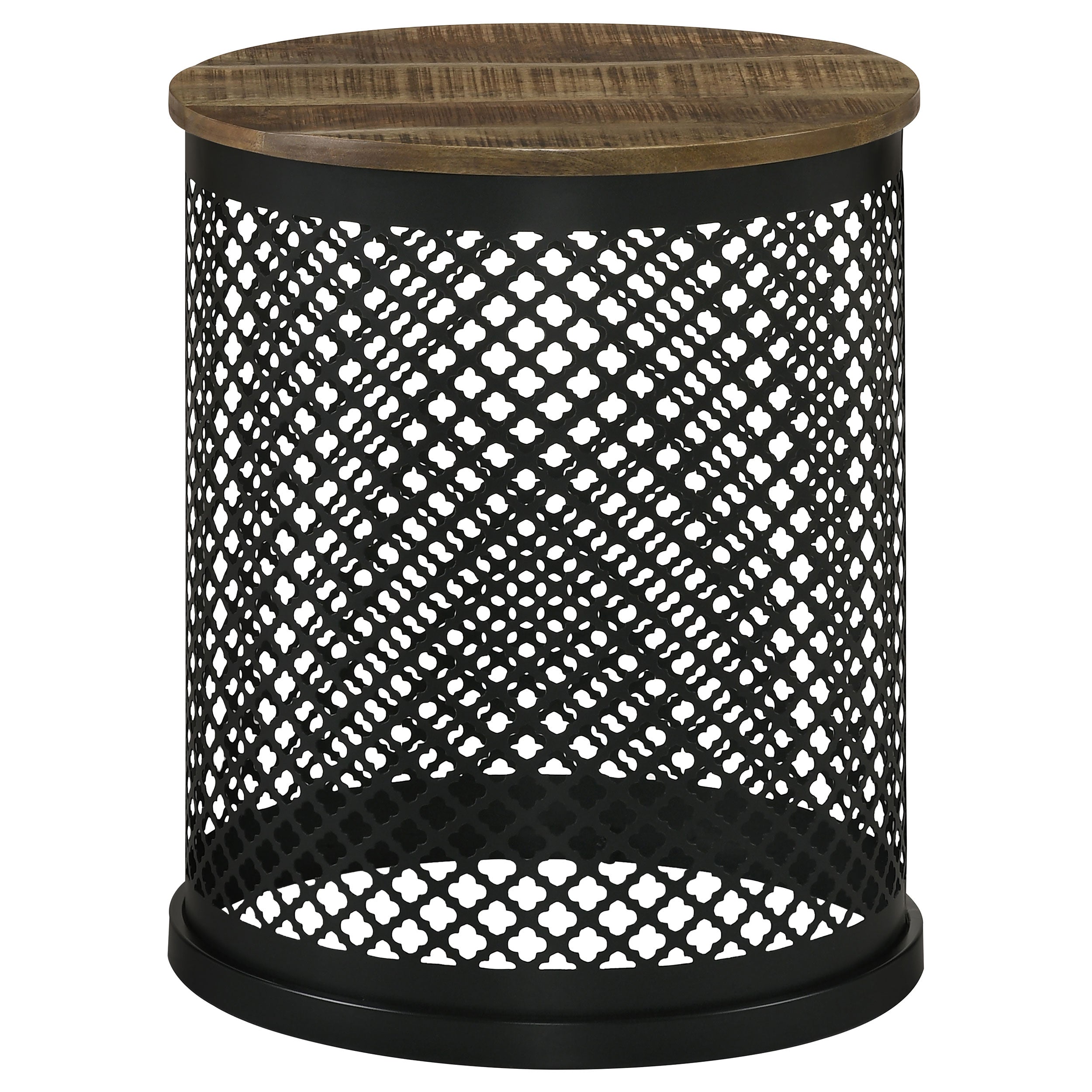 Aurora Round Drum Base Accent Side Table Natural and Black — view 1