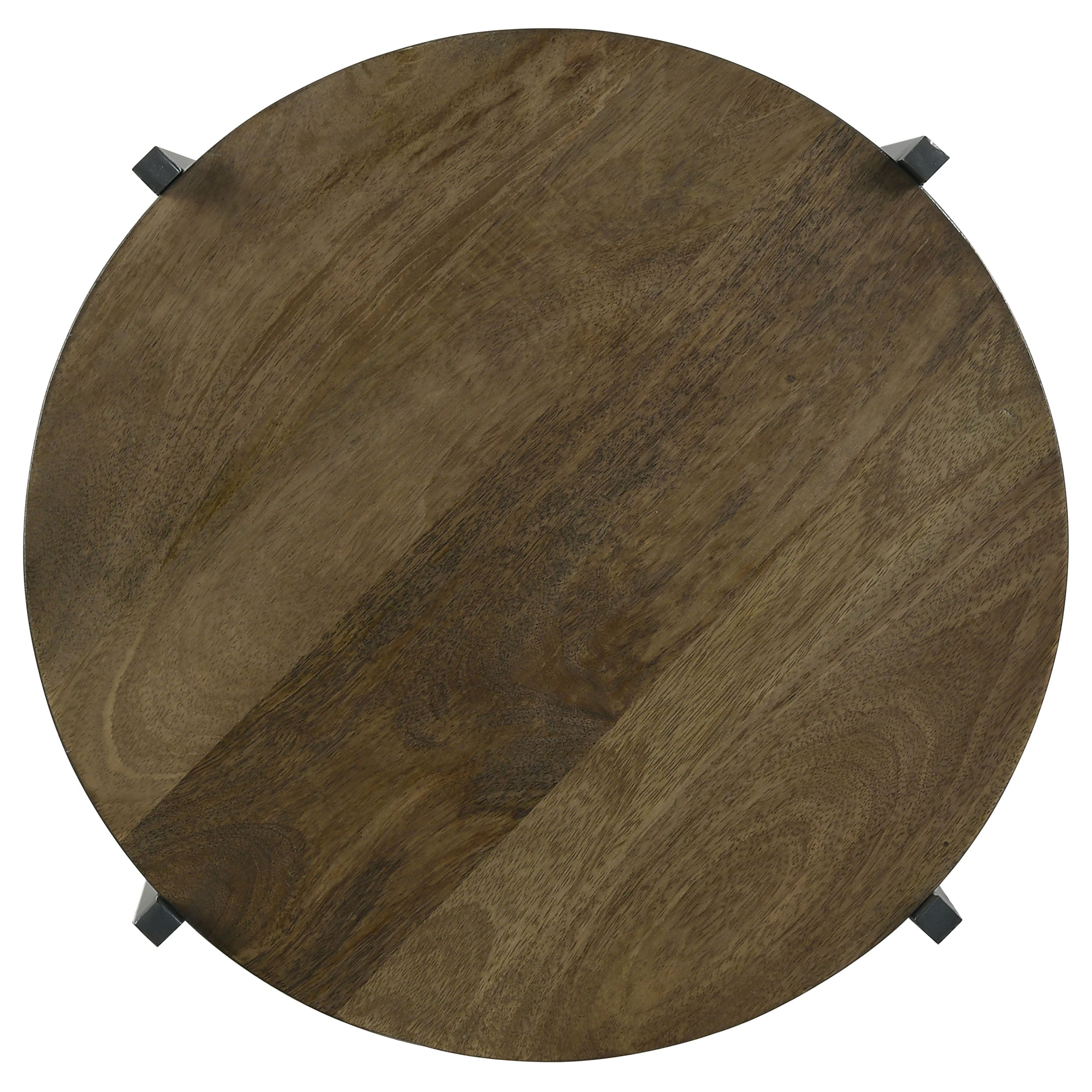 Axel Round Accent Table with Open Shelf Natural and Gunmetal — view 4