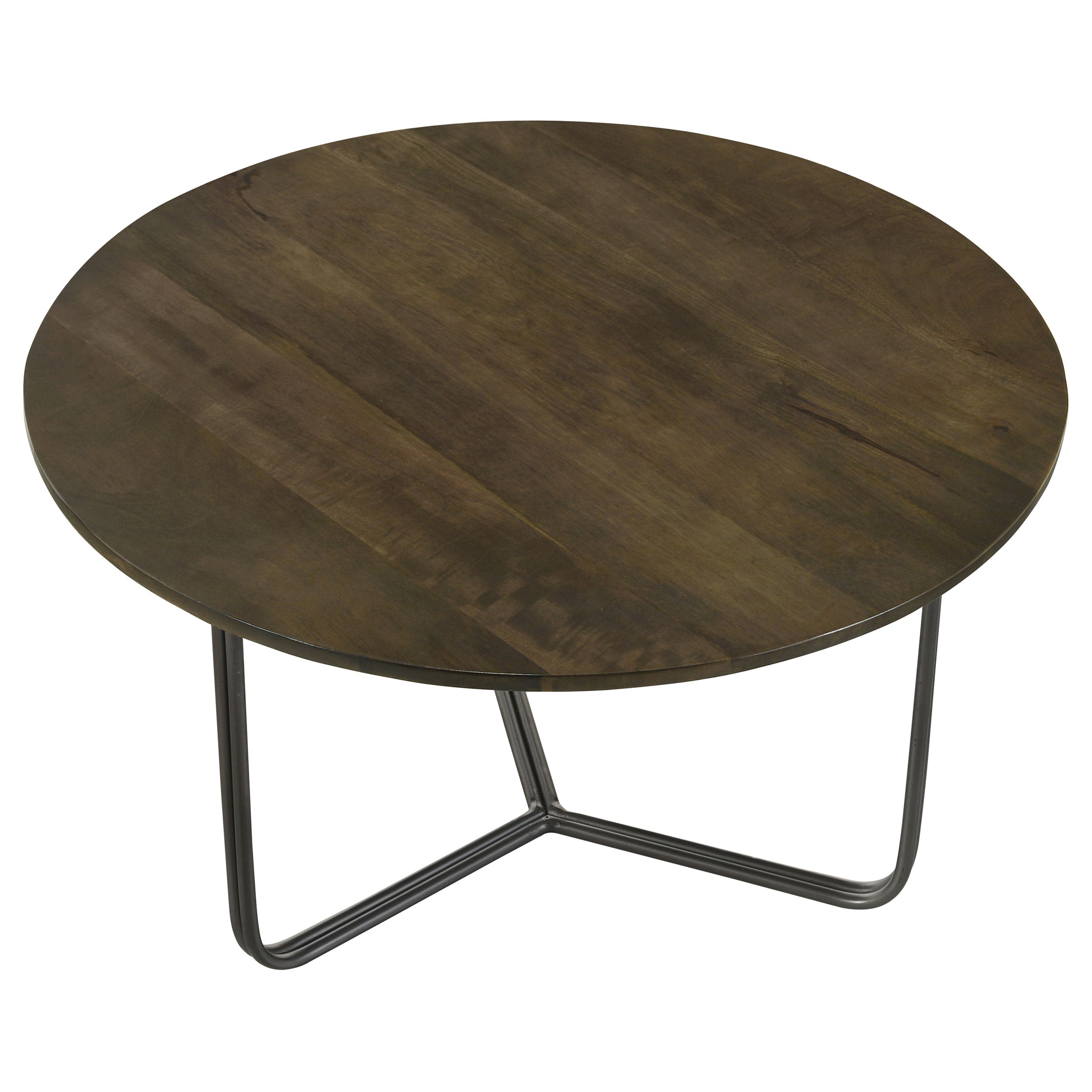 Yaritza Round Mango Wood Coffee Table Natural and Gunmetal — view 3