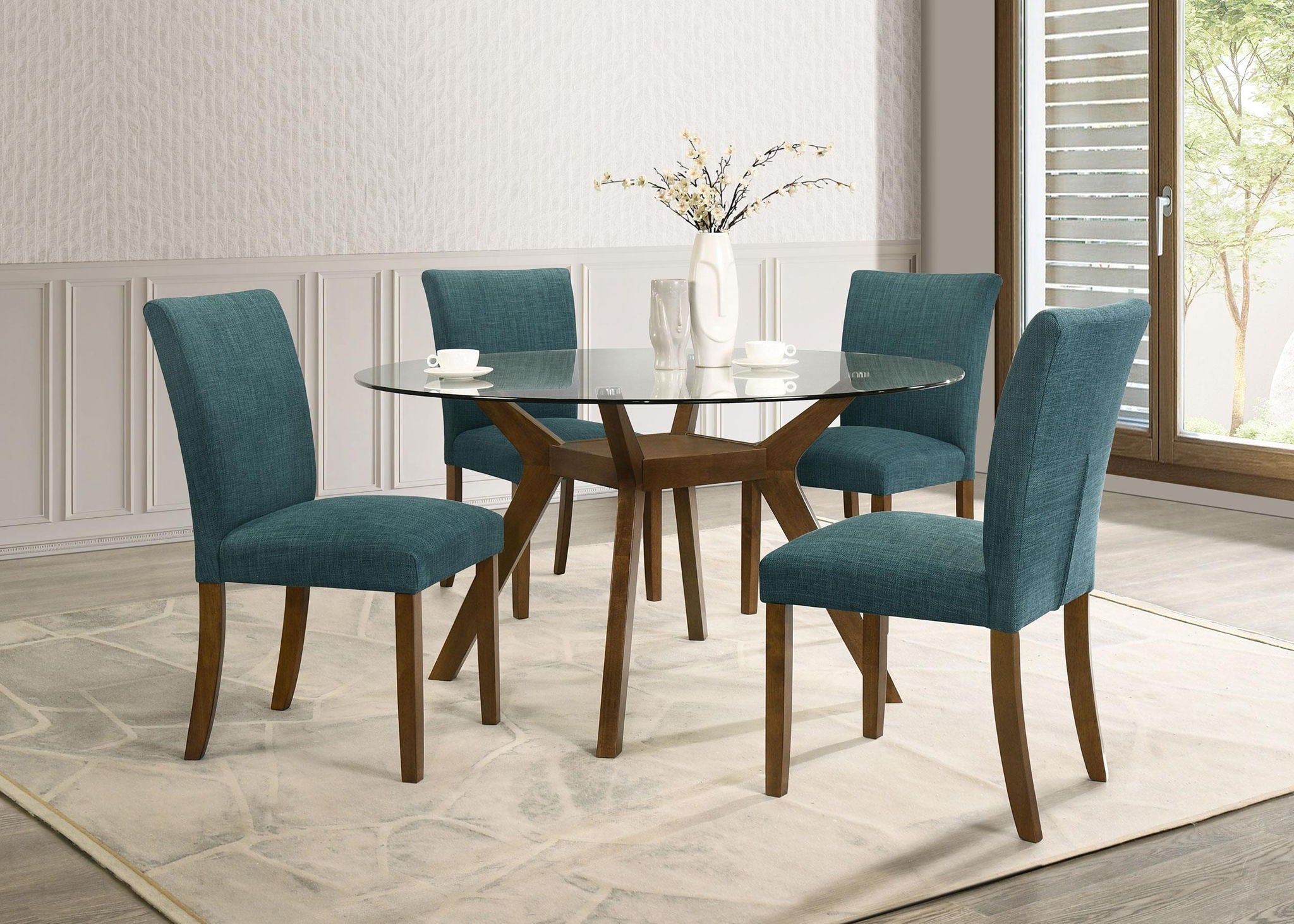 Paxton Round 48-inch Glass Top Wood Dining Table Brown - Atlantic Fine Furniture Melbourne FL