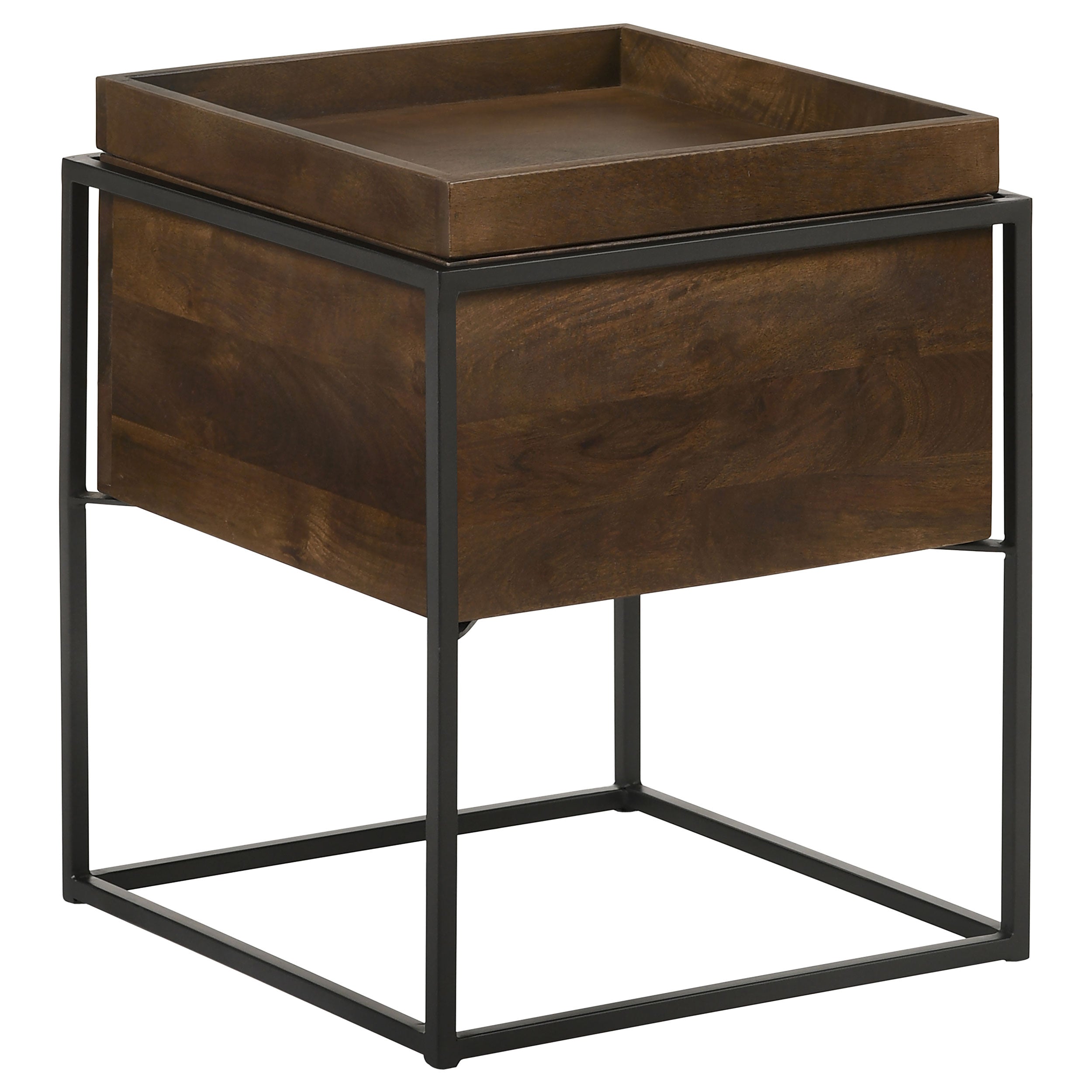 Ondrej Square Accent Side Table Removable Tray Dark Brown — view 1