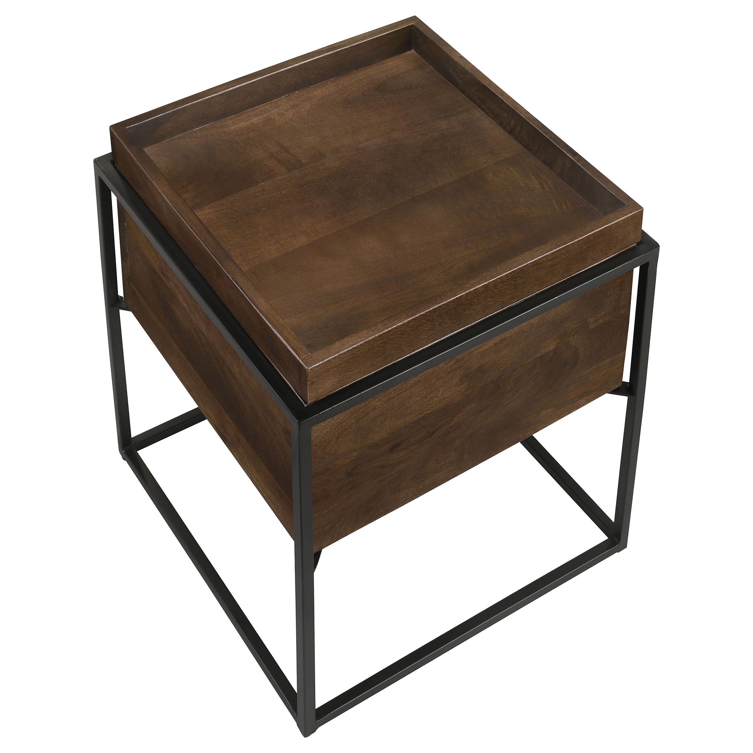 Ondrej Square Accent Side Table Removable Tray Dark Brown — view 3