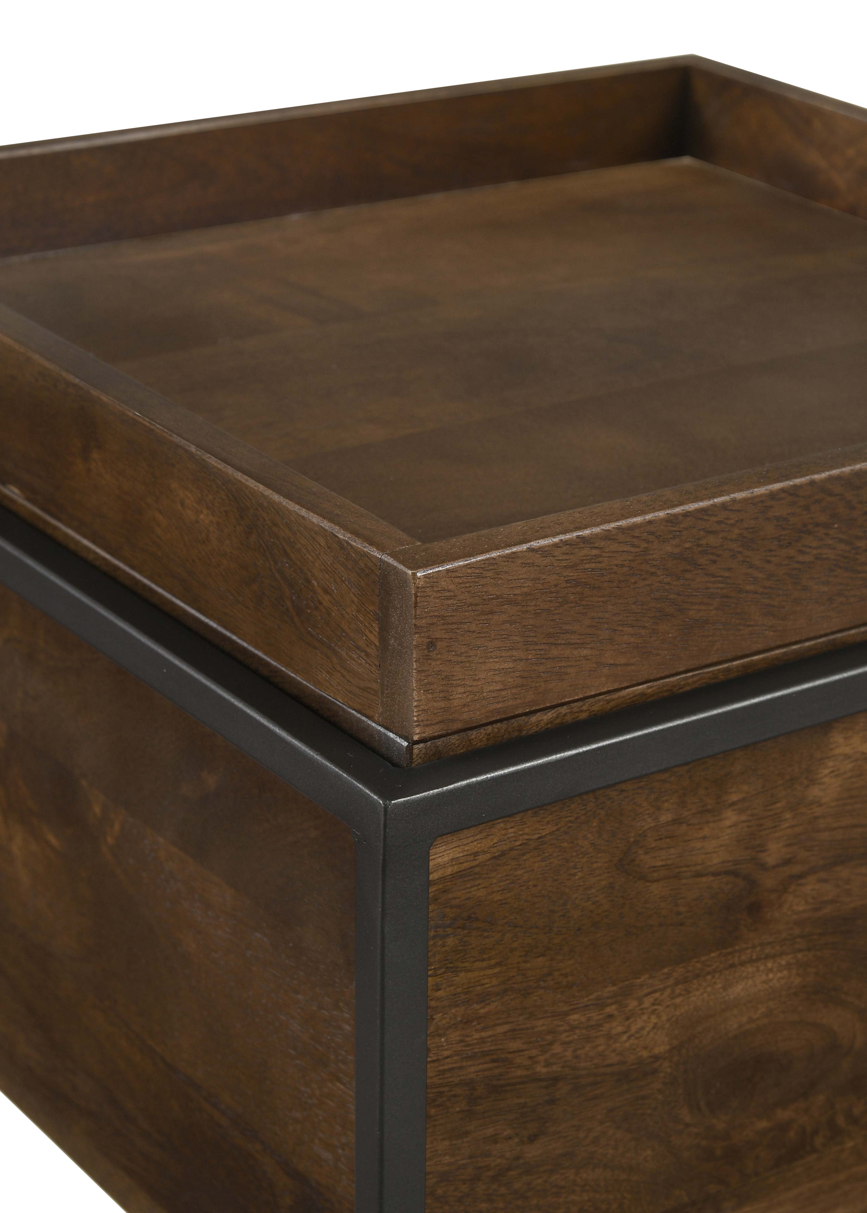 Ondrej Square Accent Side Table Removable Tray Dark Brown — view 4