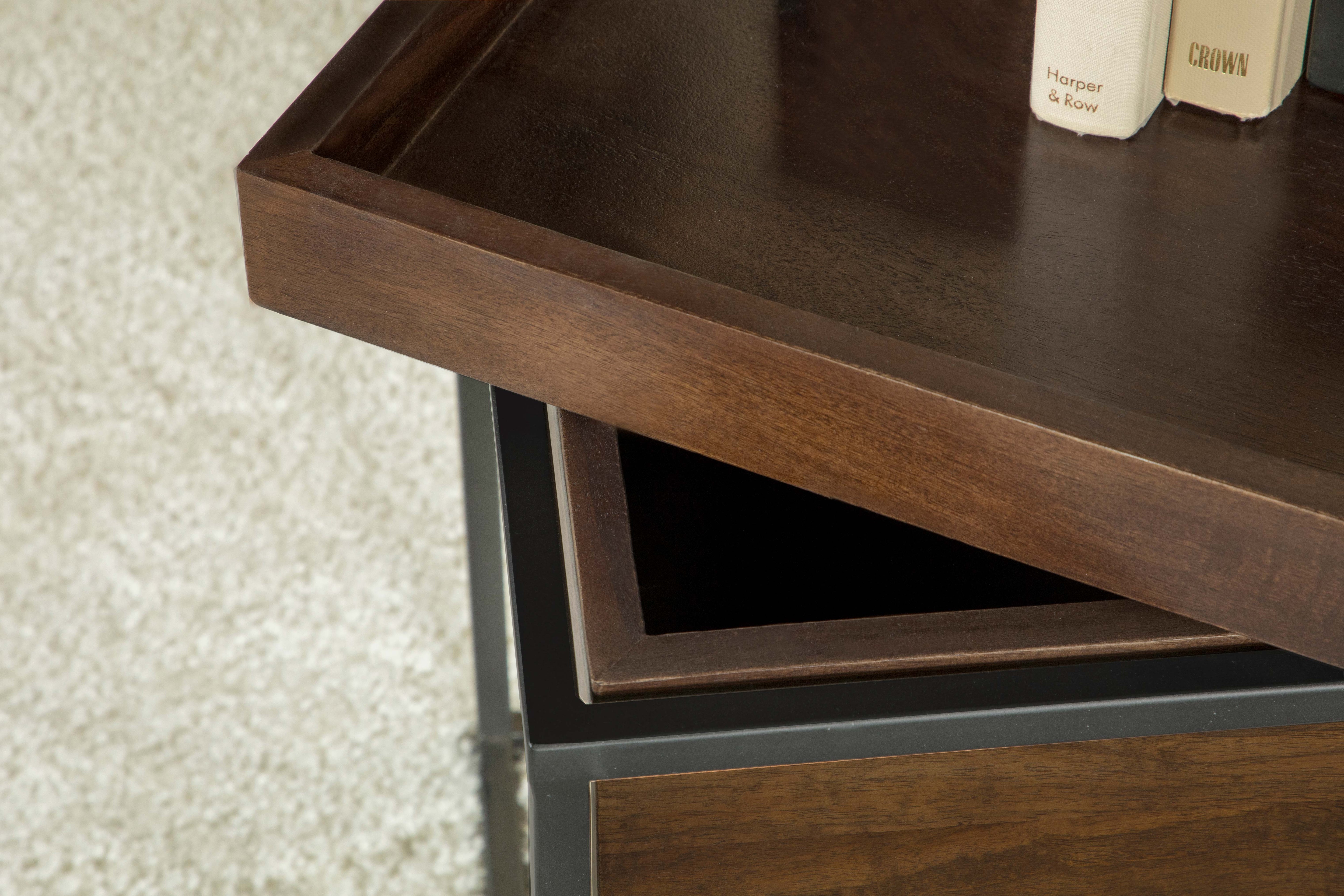 Ondrej Square Accent Side Table Removable Tray Dark Brown — view 5