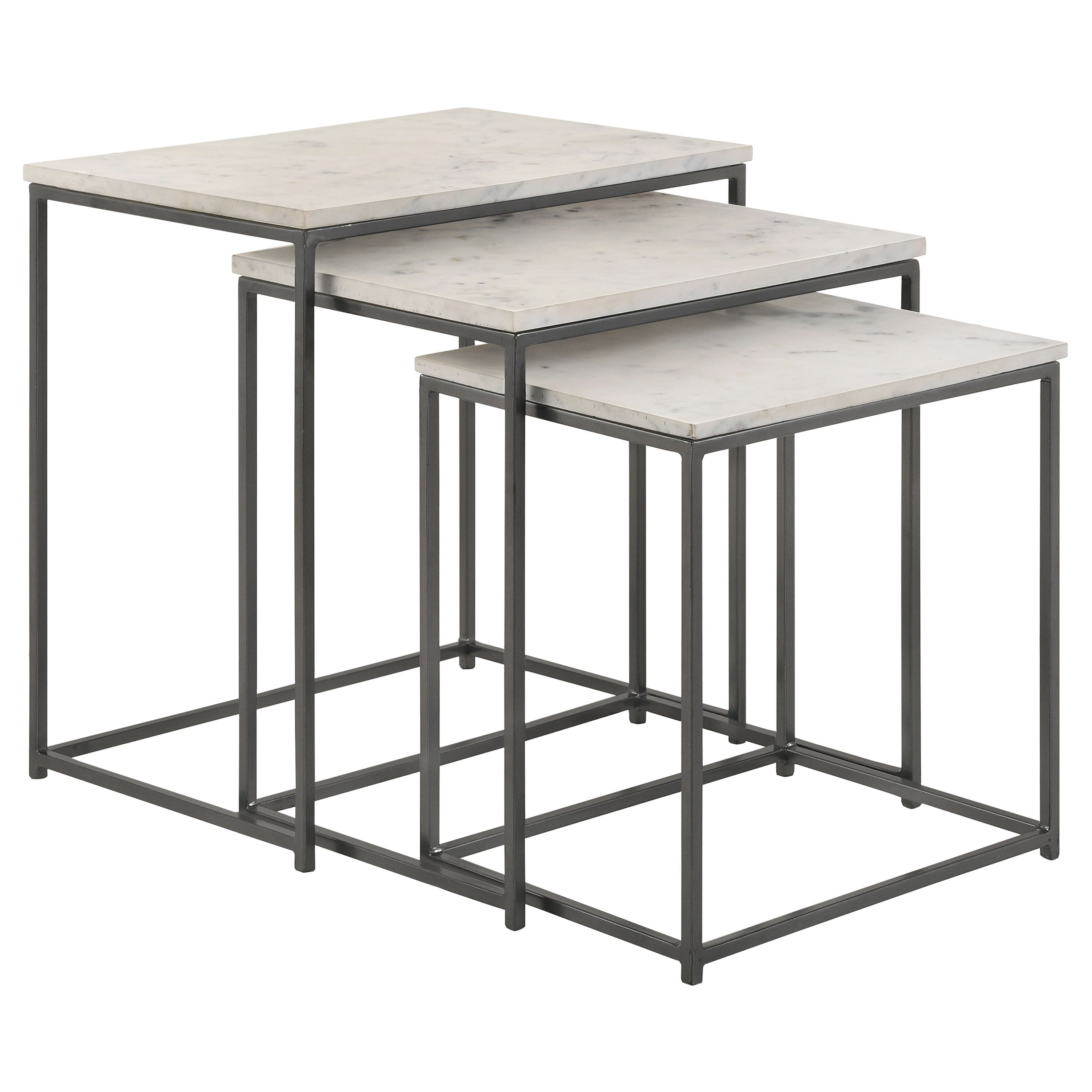 Medora 3-piece Marble Top Nesting Table Set White — view 1